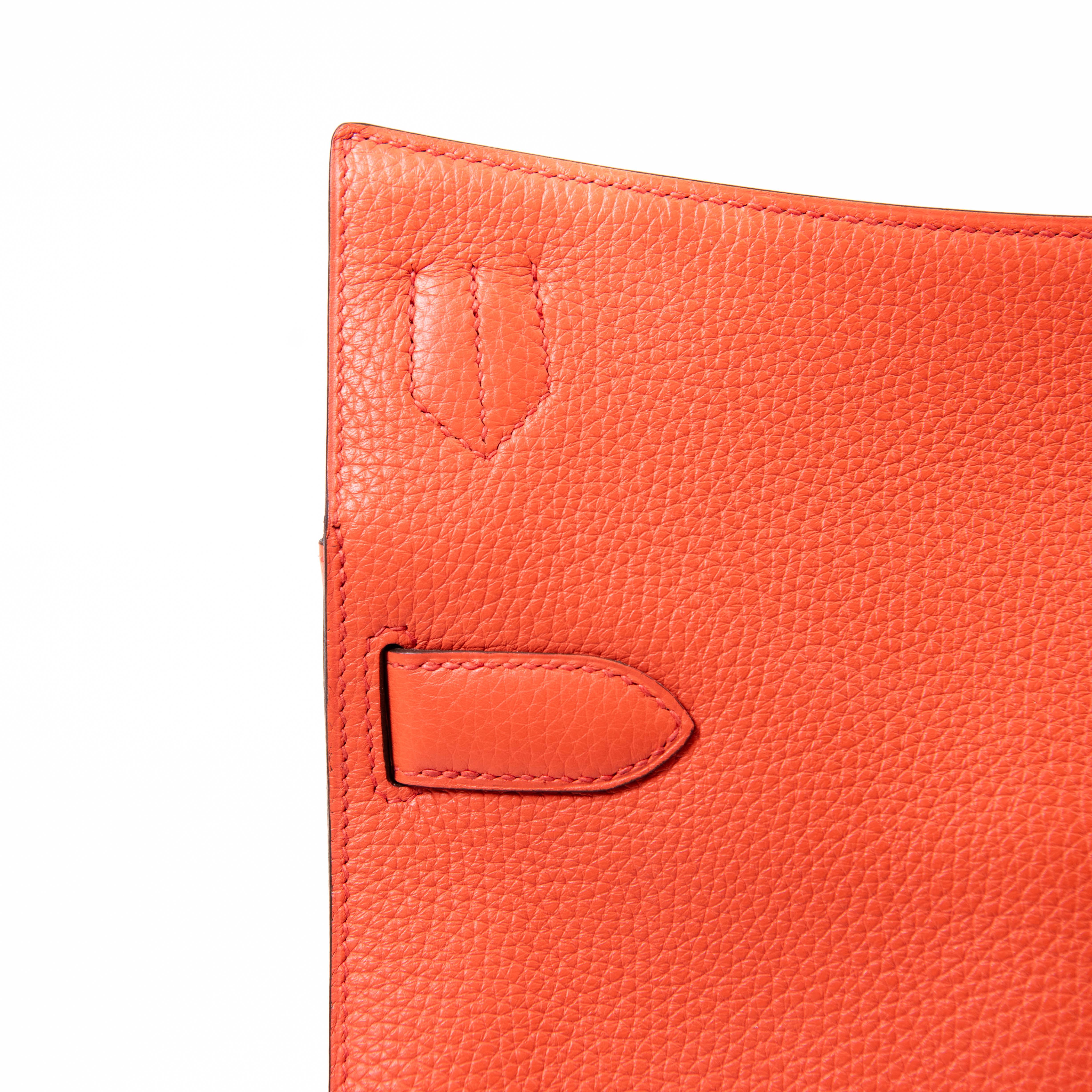 Hermes Feu Orange Swift Pelle Jypsiere 34 Borsa Palladium Hardware in vendita 2