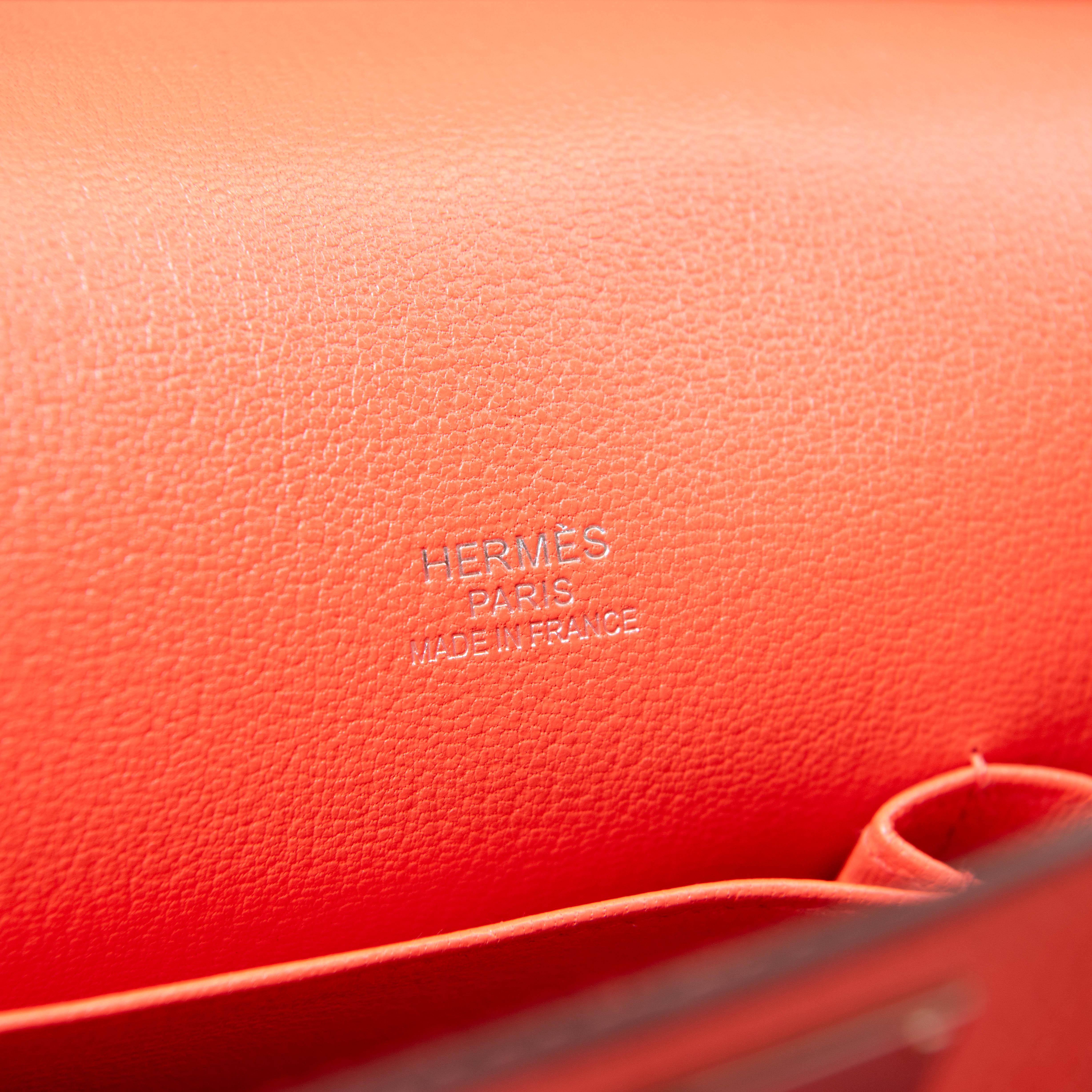 Hermes Feu Orange Swift Pelle Jypsiere 34 Borsa Palladium Hardware in vendita 4