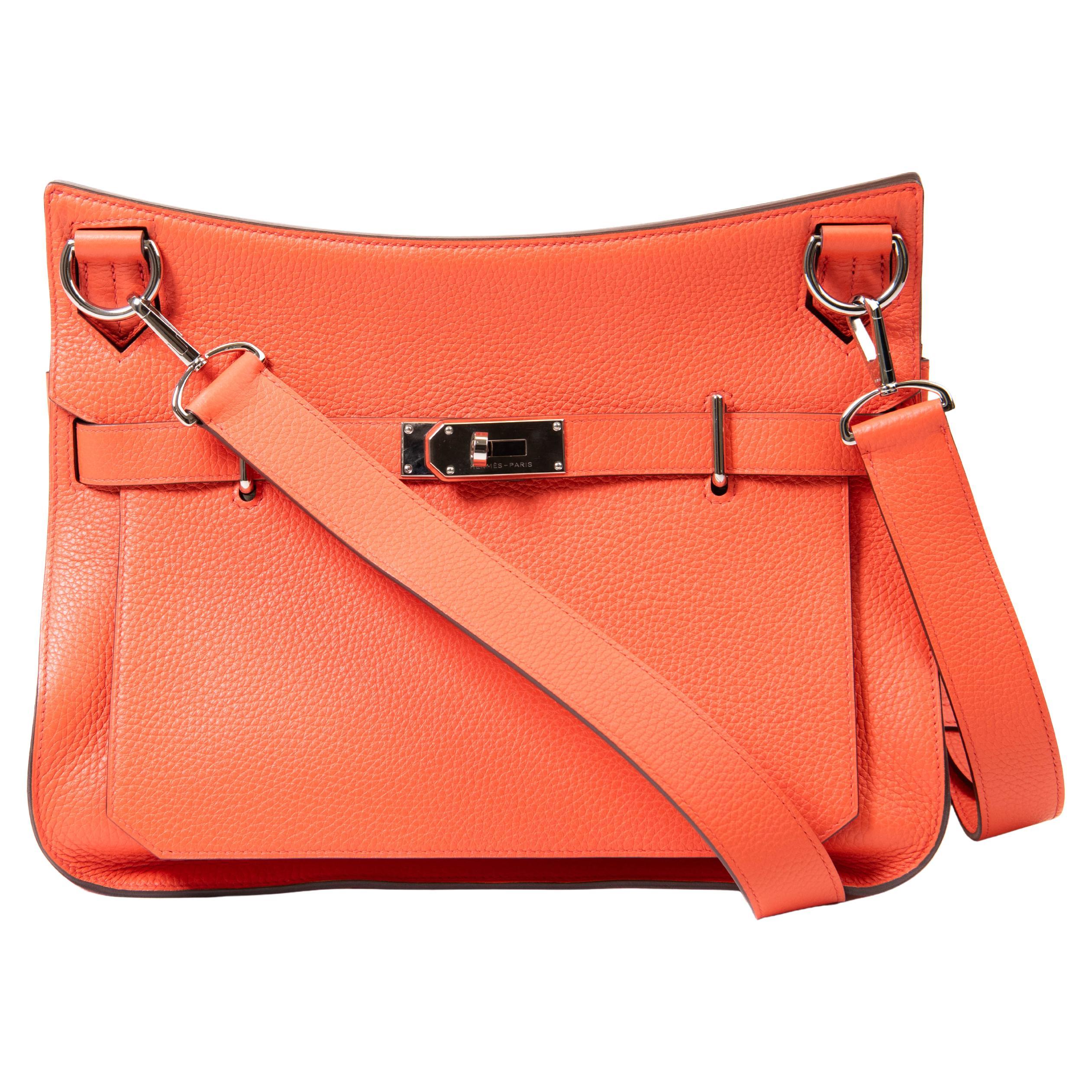 Hermes Feu Orange Swift Leder Jypsiere 34 Tasche Palladium Hardware