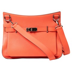 Hermes Feu Orange Swift Leder Jypsiere 34 Tasche Palladium Hardware