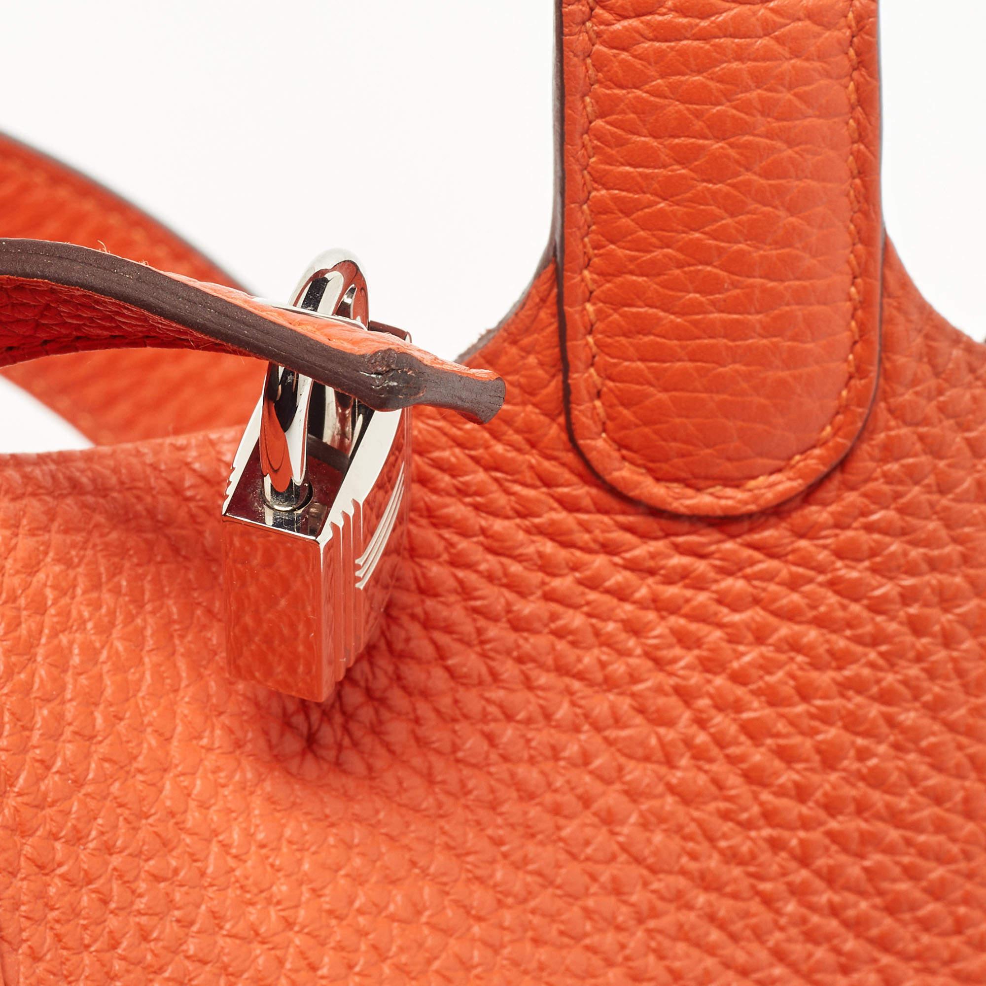 Hermes Feu Taurillion Clemence Leather Picotin Lock 18 Bag 7