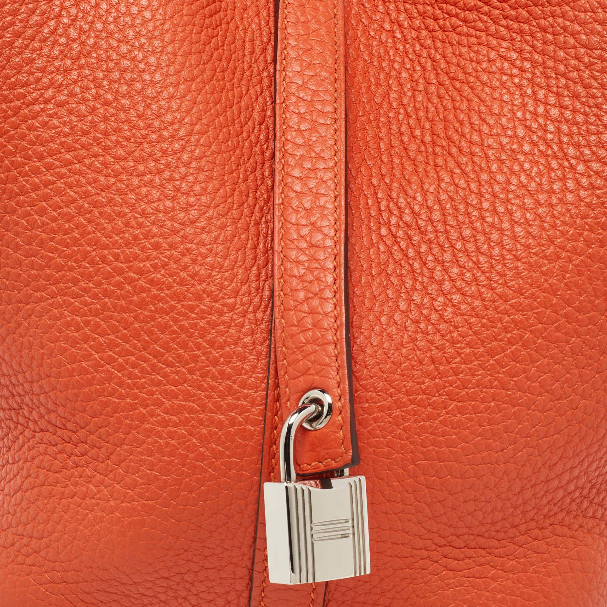 Hermes Feu Taurillion Clemence Leather Picotin Lock 18 Bag 2