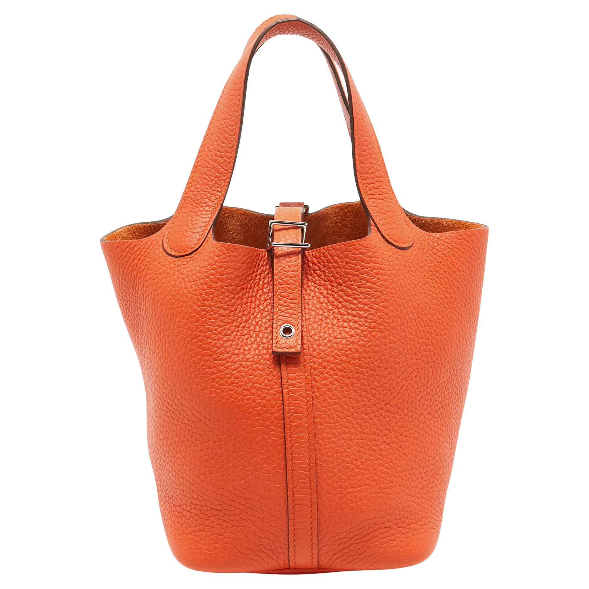 Hermes Feu Taurillon Clemence Leather Picotin Lock 18 Bag For Sale