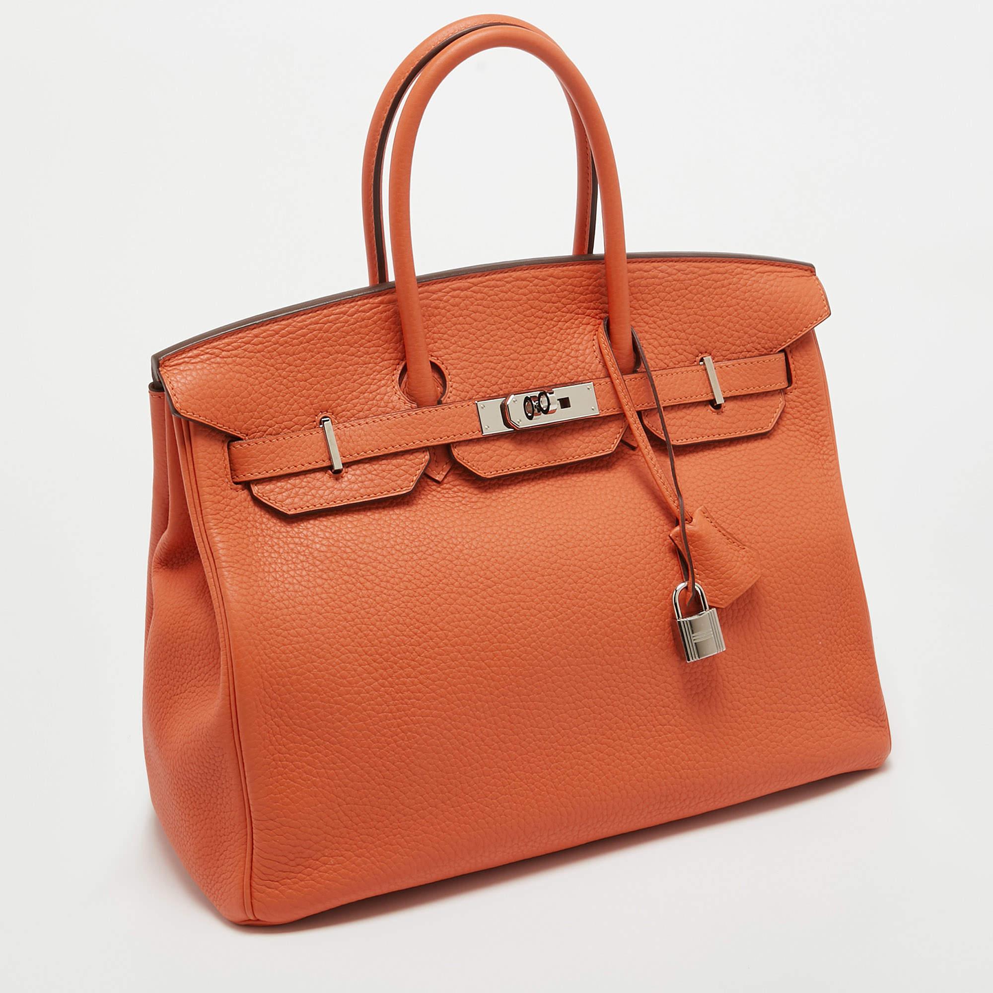 Hermes Feu Taurillon Clemence Palladium Finish Birkin 35 Bag Bon état à Dubai, Al Qouz 2