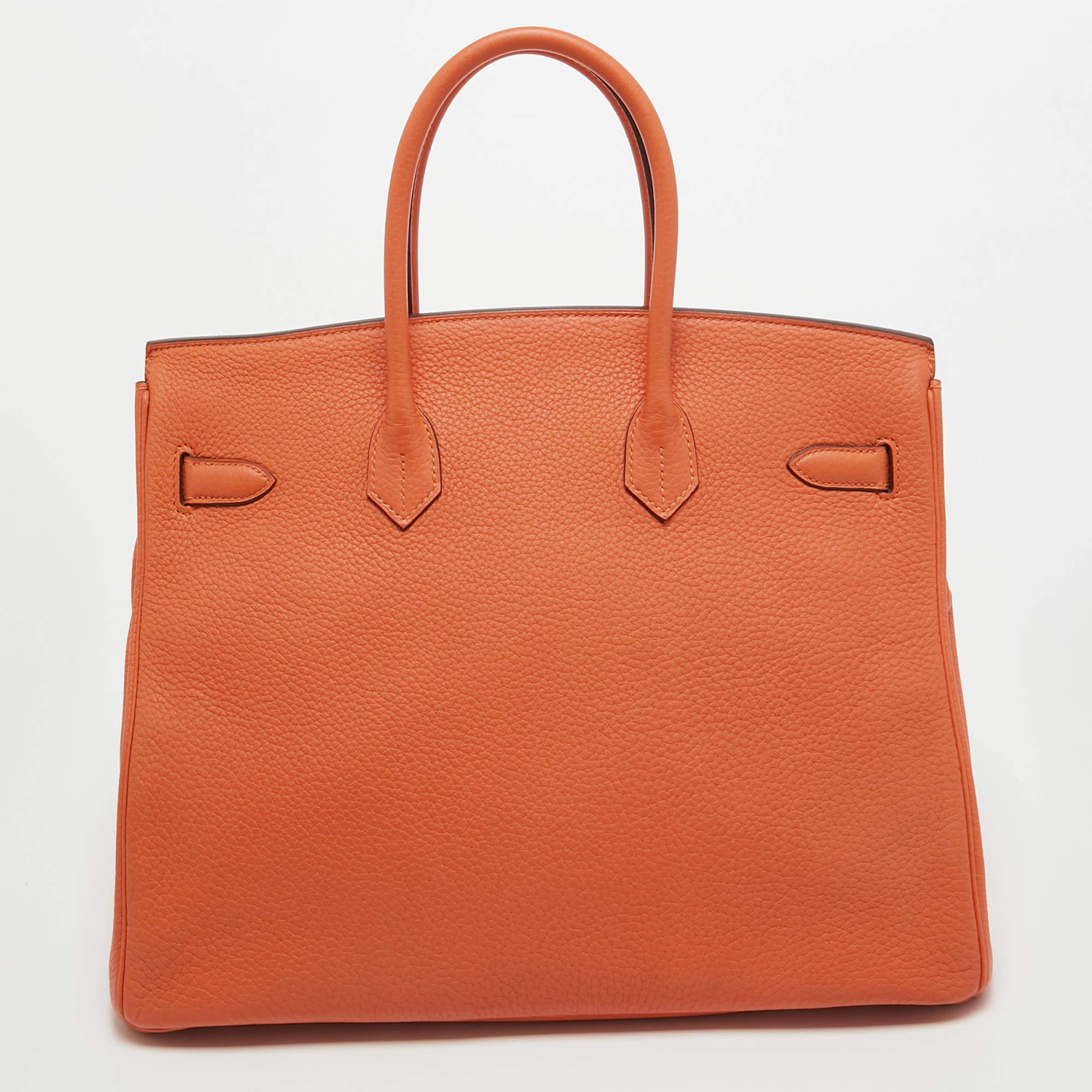 Hermes Feu Taurillon Clemence Palladium Finish Birkin 35 Bag Pour femmes 