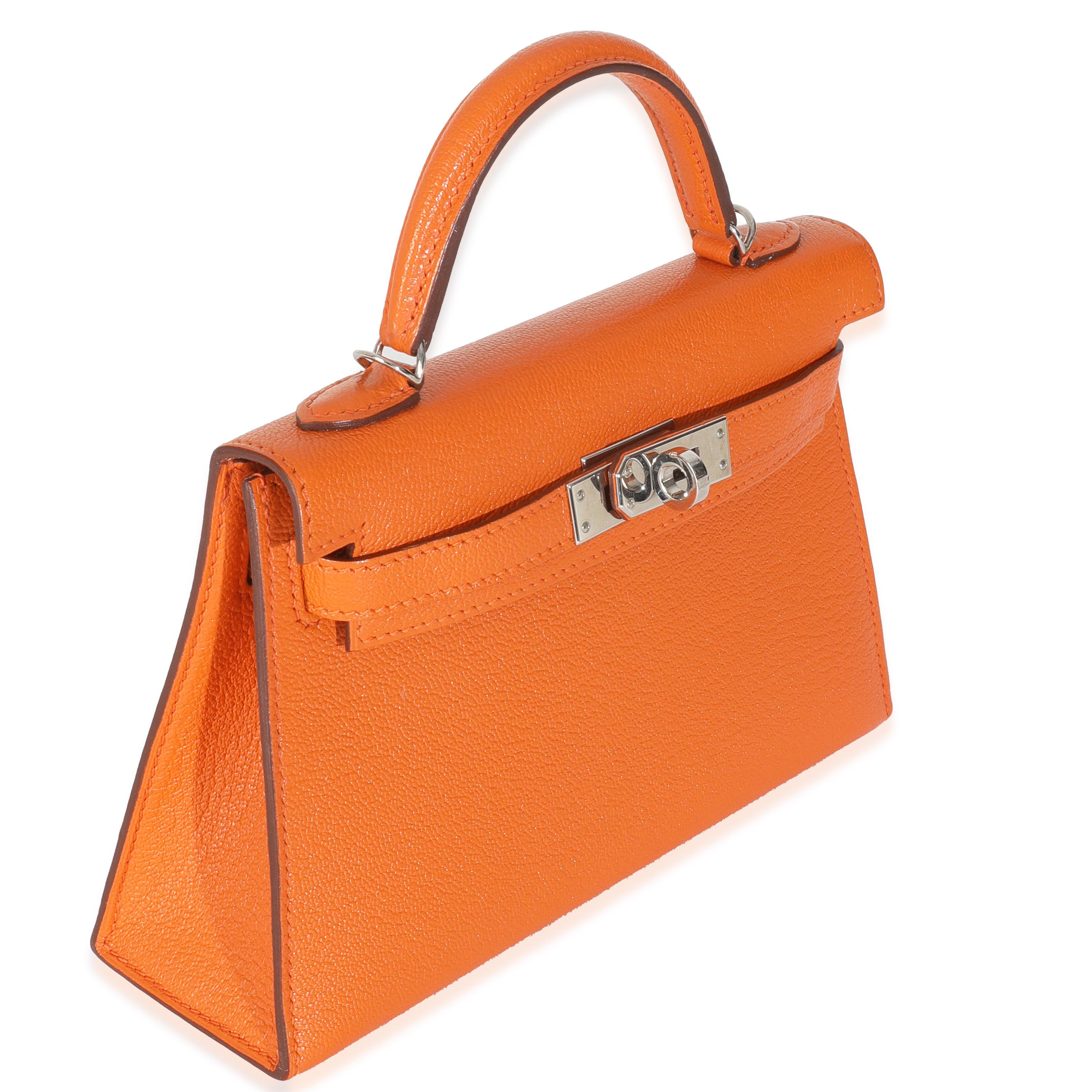 Hermès Feu Terre Battue Verso Mysore Chevre Sellier Mini Kelly 20 II PHW Excellent état - En vente à New York, NY