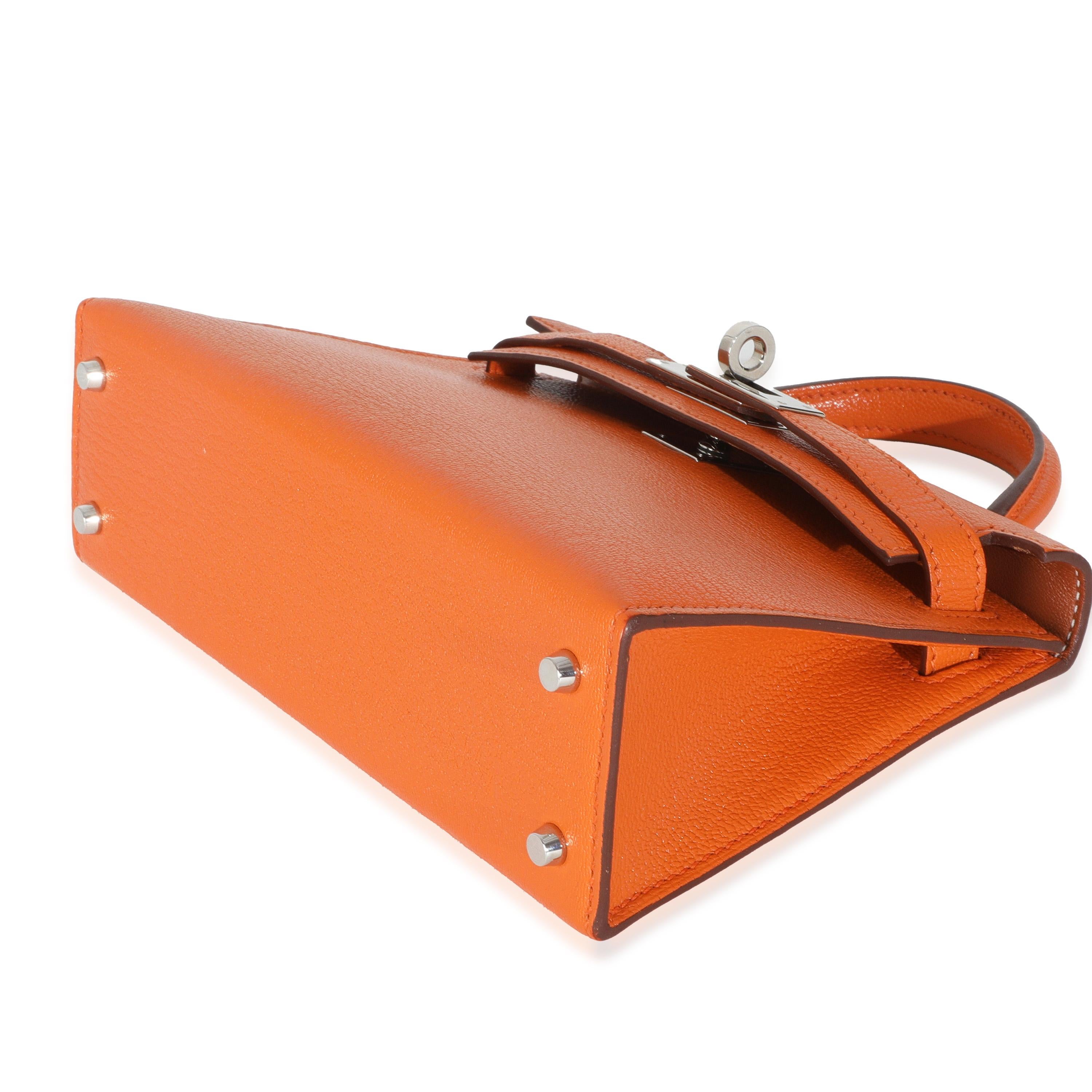 Hermès Feu Terre Battue Verso Mysore Chevre Sellier Mini Kelly 20 II PHW Unisexe en vente