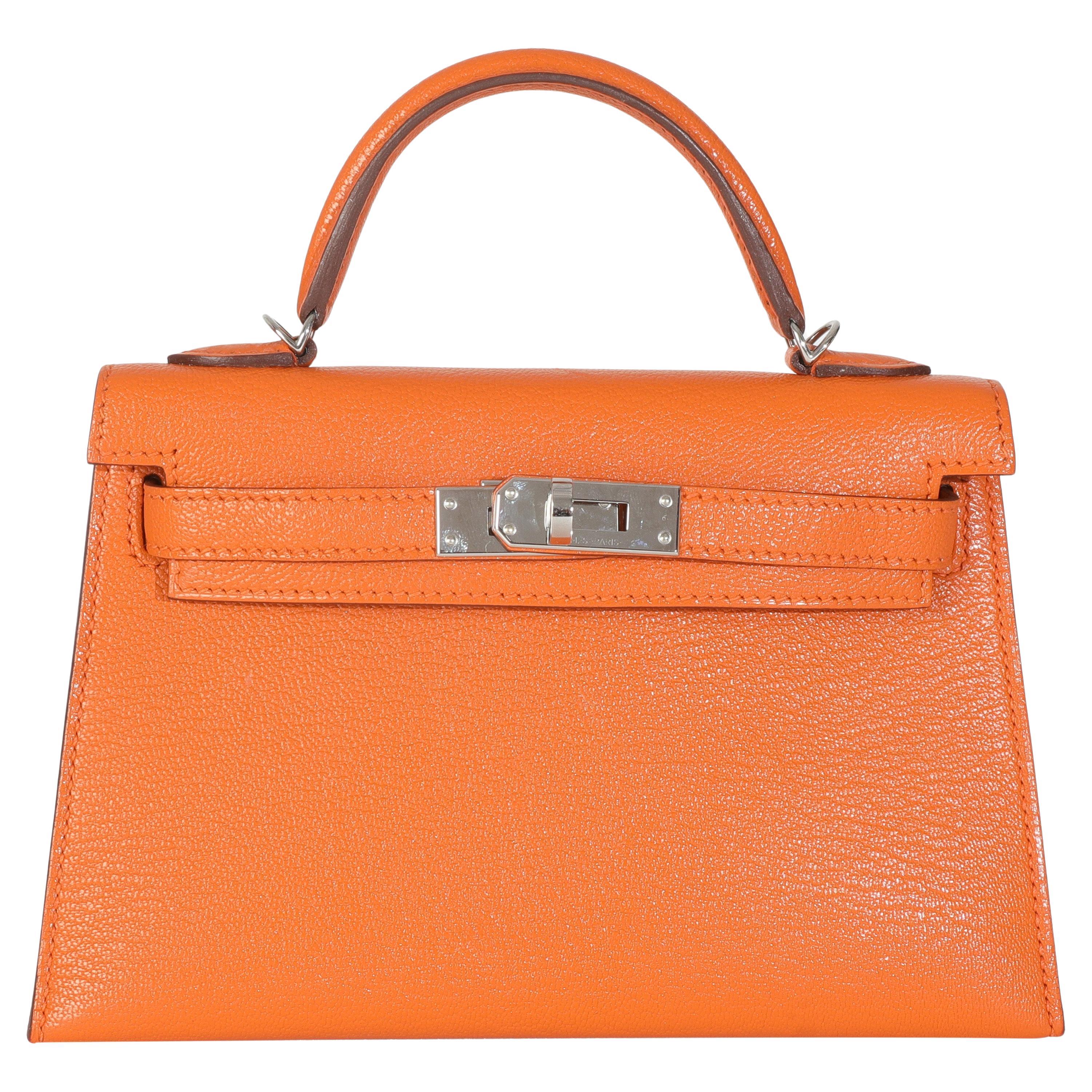 Hermès Feu Terre Battue Verso Mysore Chevre Sellier Mini Kelly 20 II PHW en vente