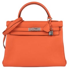 Hermès Feu Togo Leather Kelly 32cm Retourne