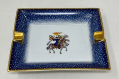 Hermès "Feux d'Artifice" Blue Porcelain Ashtray Catchall 1980s Made in France