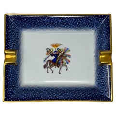Hermès "Feux d'Artifice" Cendrier en porcelaine bleue Catchall 1980 Made in France