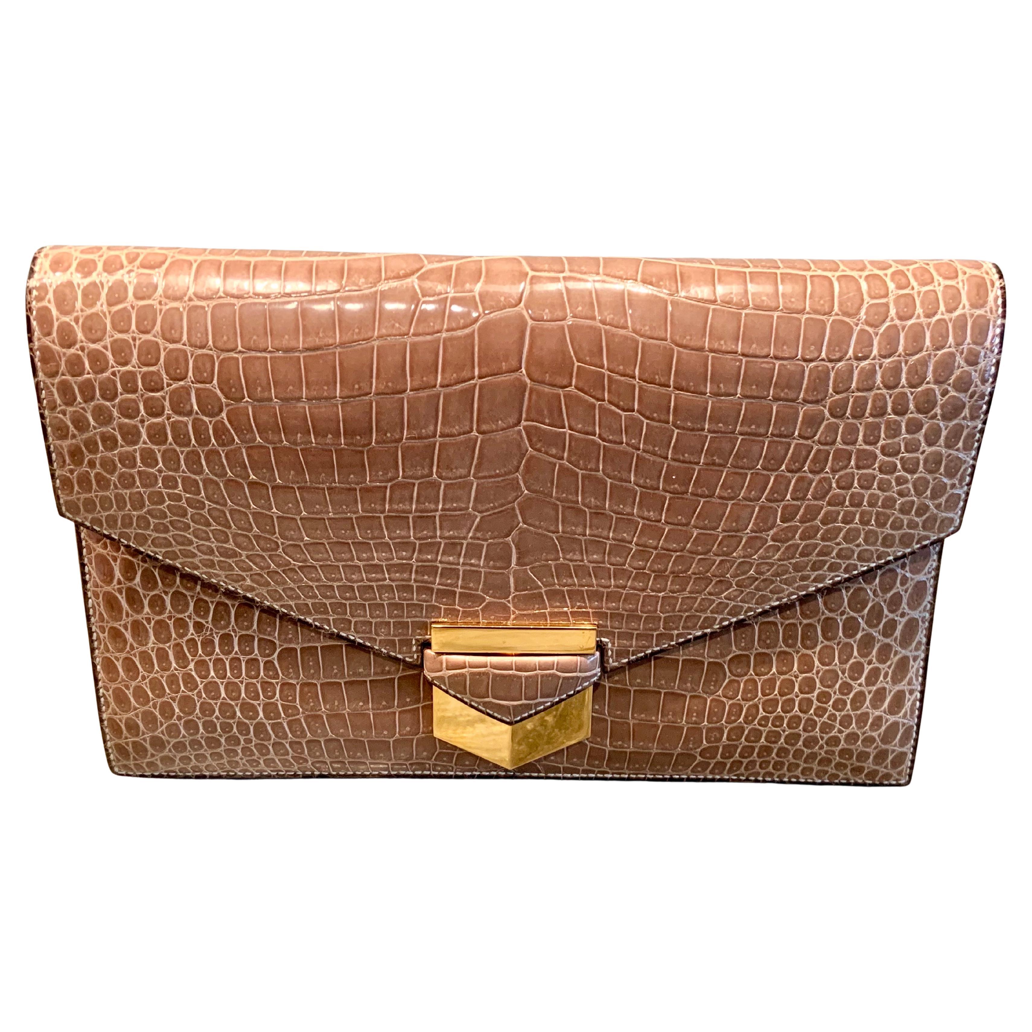 Hermes Ficelle Porosus Cocodrilo Pan Clutch Bag Pristine Condition Never Used en venta 6
