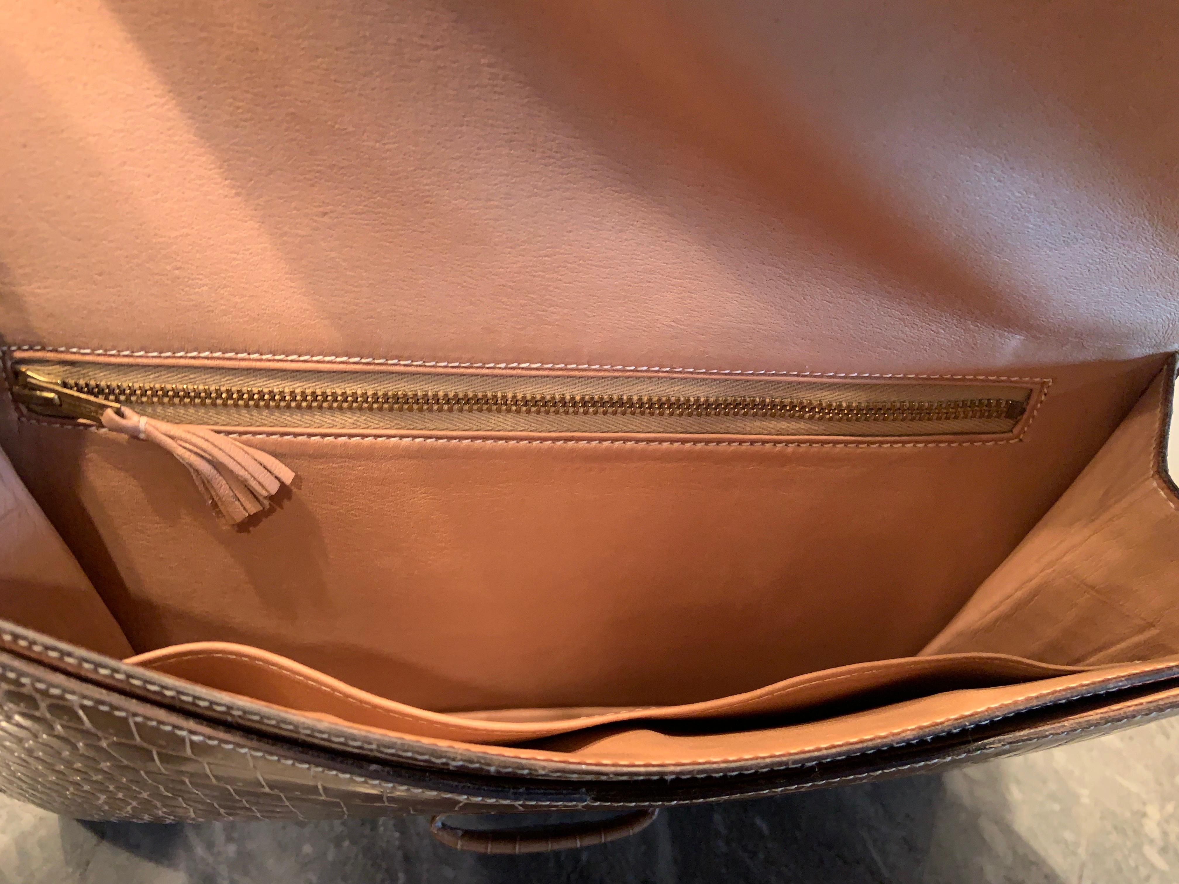 Hermes Ficelle Porosus Cocodrilo Pan Clutch Bag Pristine Condition Never Used en venta 2