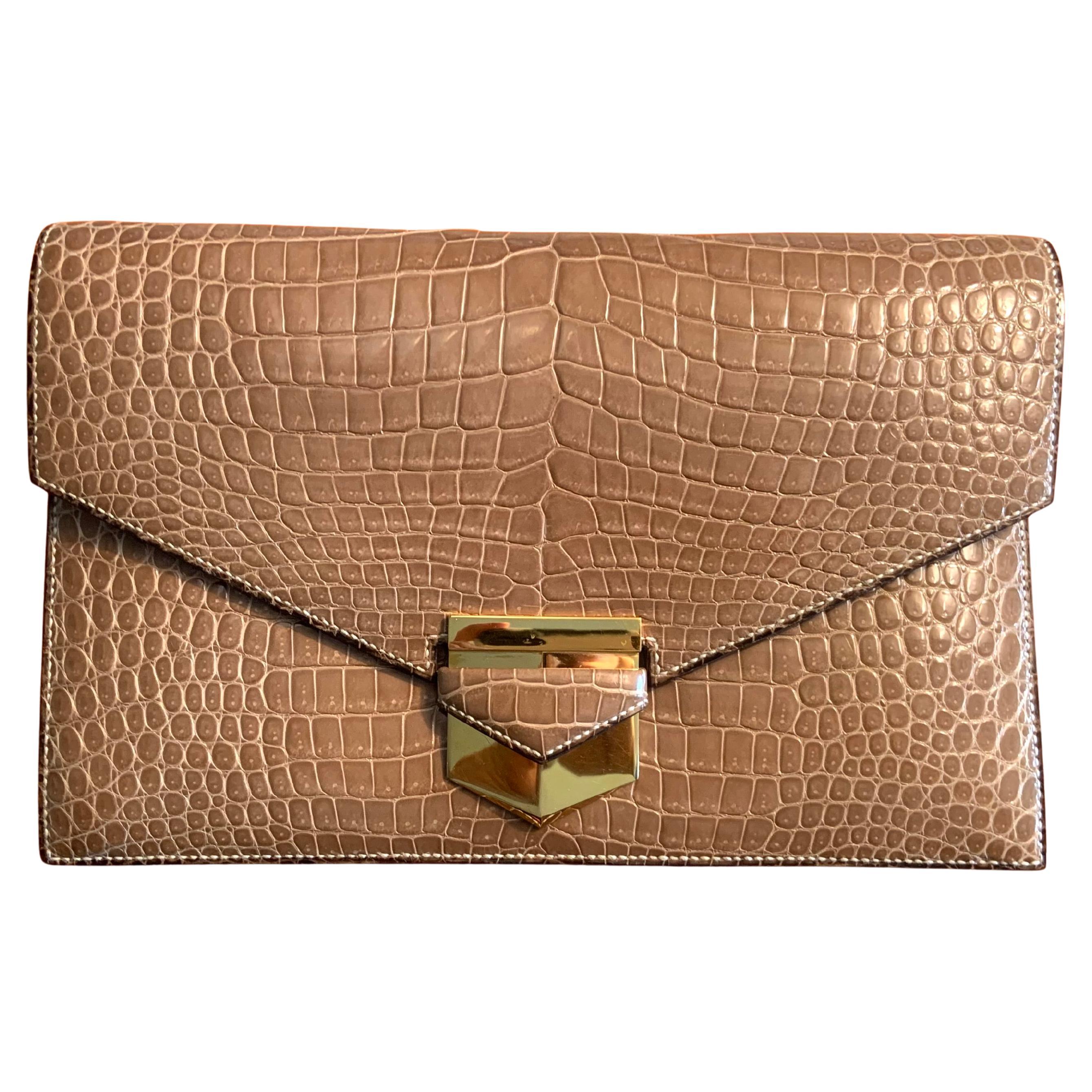 Hermes Ficelle Porosus Cocodrilo Pan Clutch Bag Pristine Condition Never Used en venta