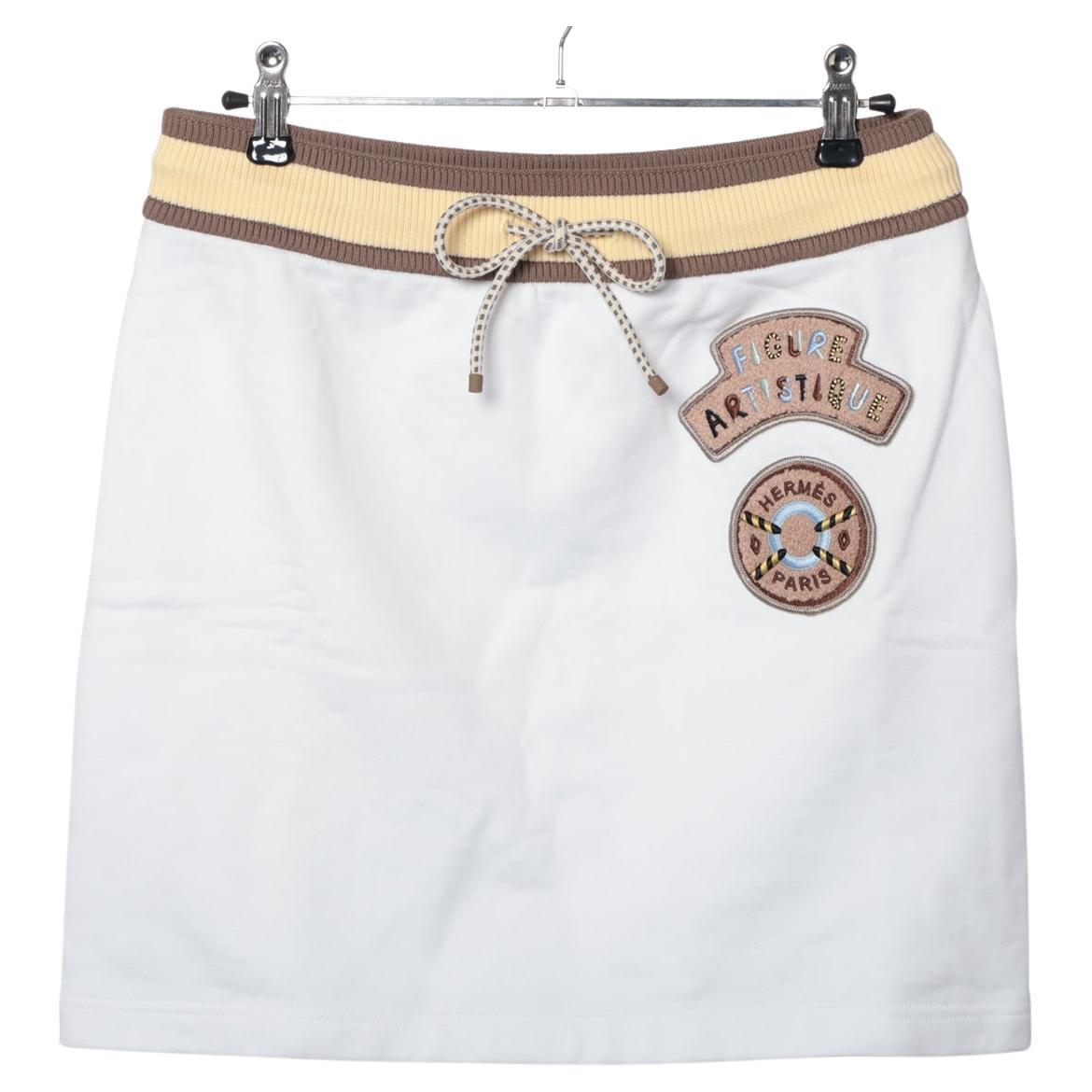 Hermès Figure Artistique Vintage Skirt White For Sale