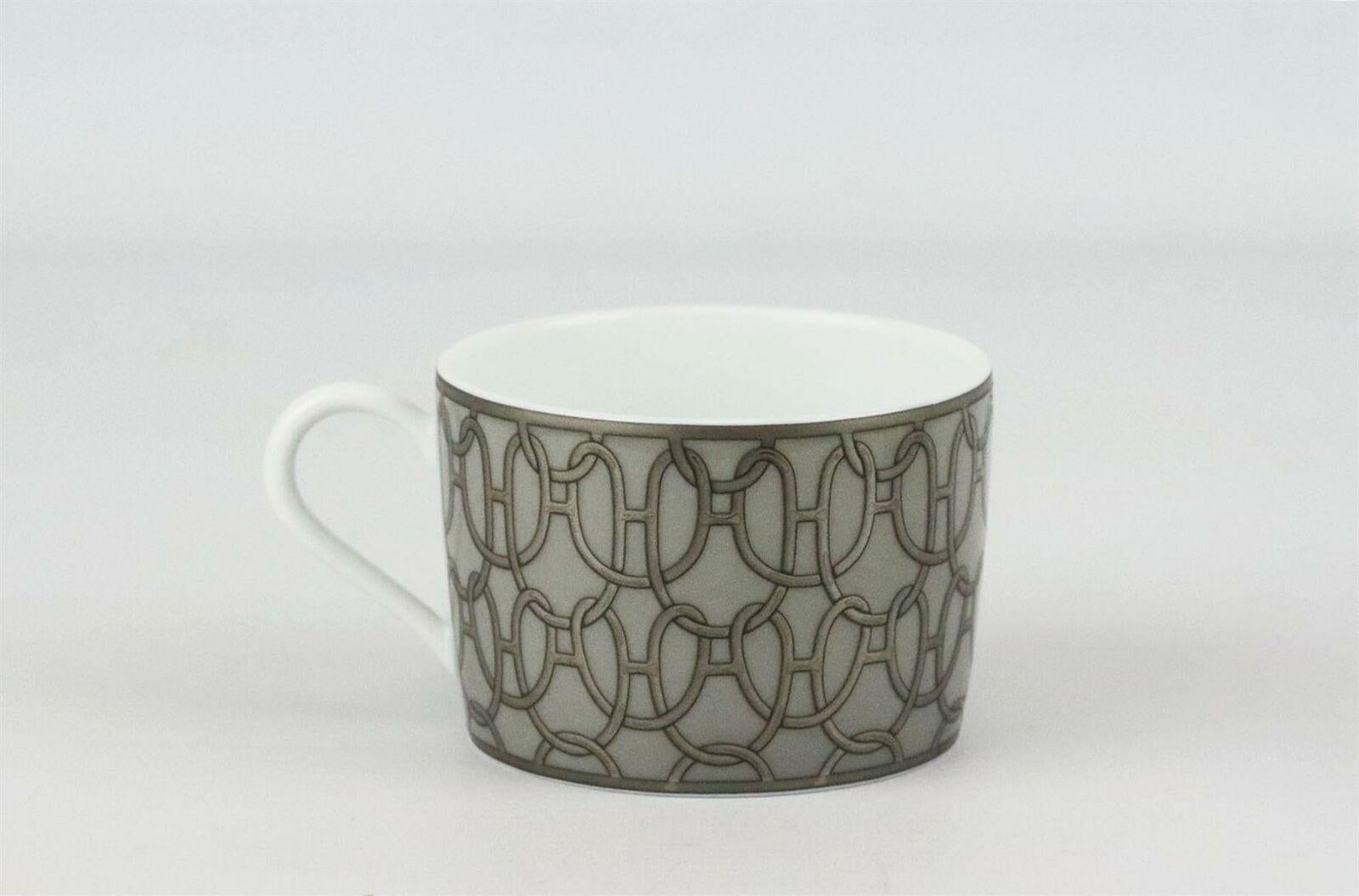Grigio Hermès Fil D'Argent Set di 2 tazze da colazione in porcellana platino