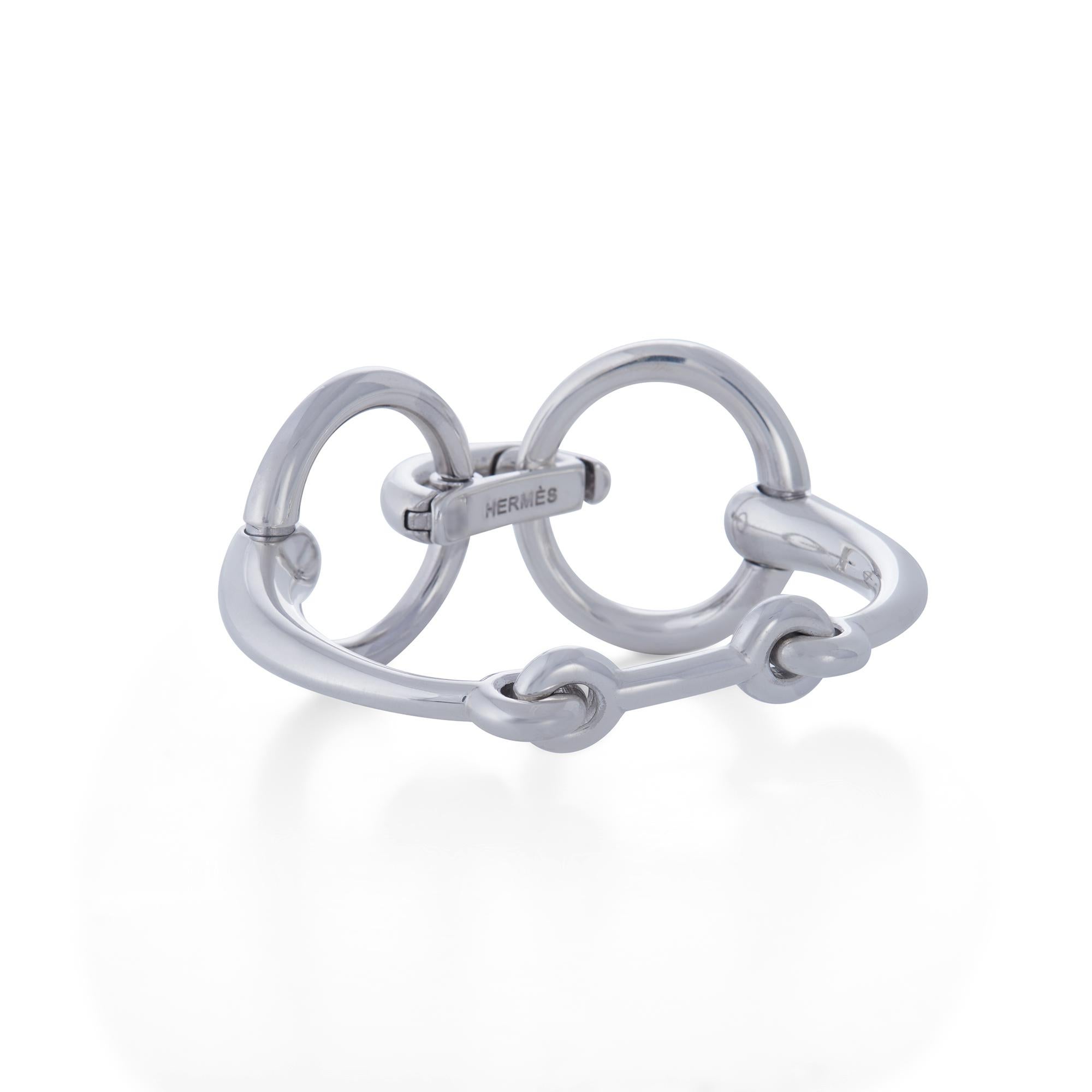 Hermès 'Filet de Selle' Silver Bracelet In Excellent Condition In New York, NY