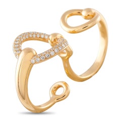 Hermes Filet d’Or 18-karätiges Roségold, 0,43 Karat Diamant, Doppelring
