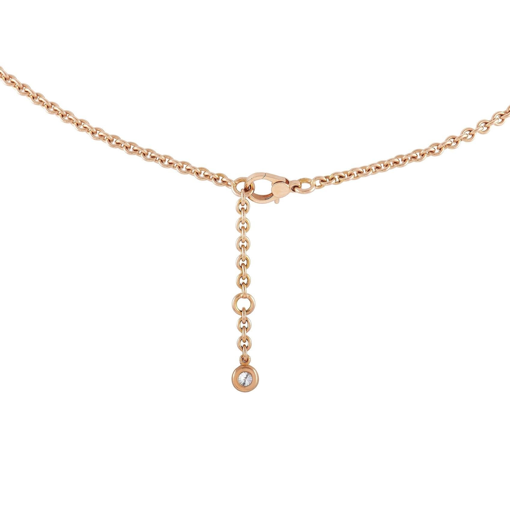 Hermès Filet d'Or 18K Rose Gold 0,96 ct Diamant-Anhänger Halskette (Rundschliff)