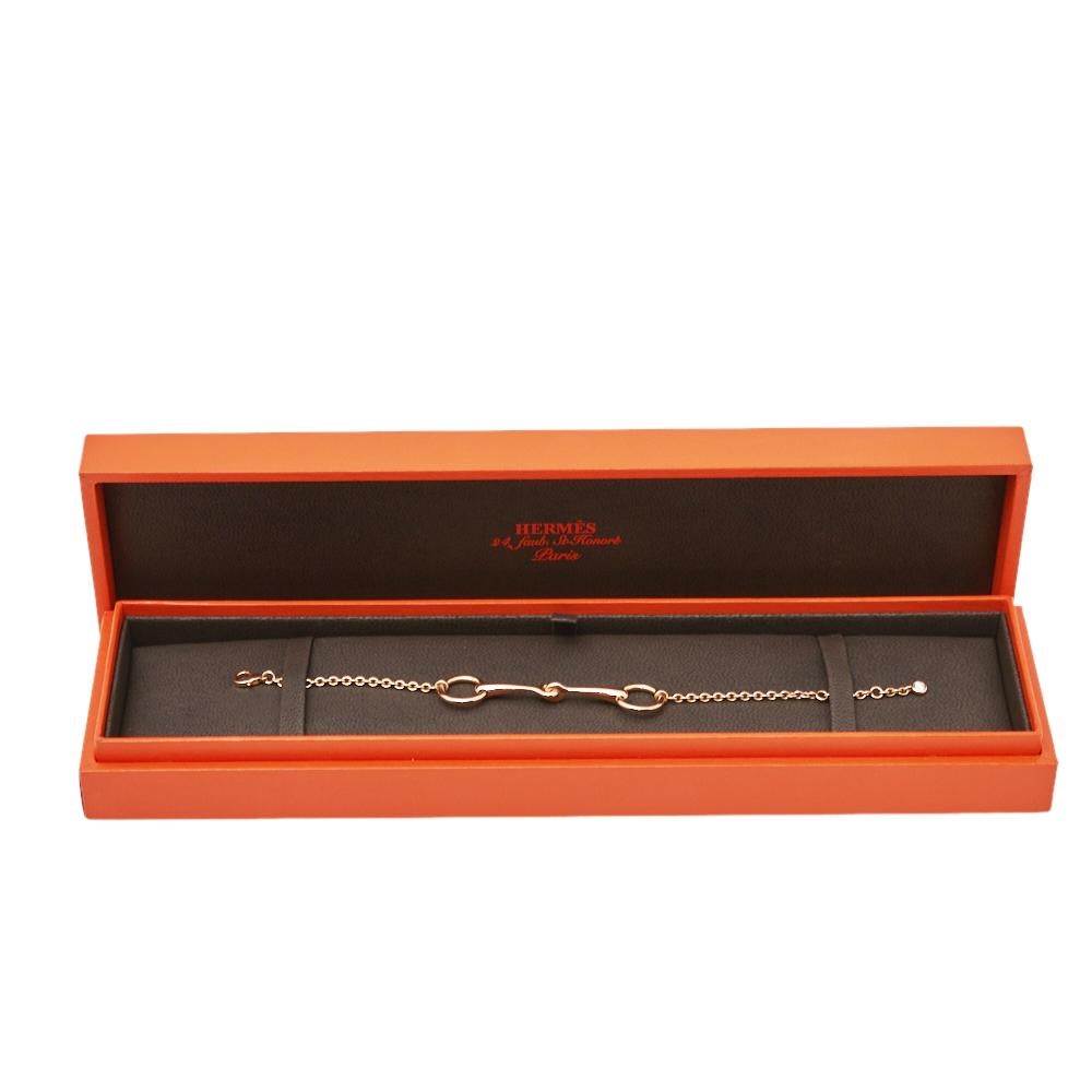 Women's Hermes Filet d'Or Diamond 18K Rose Gold Bracelet SH