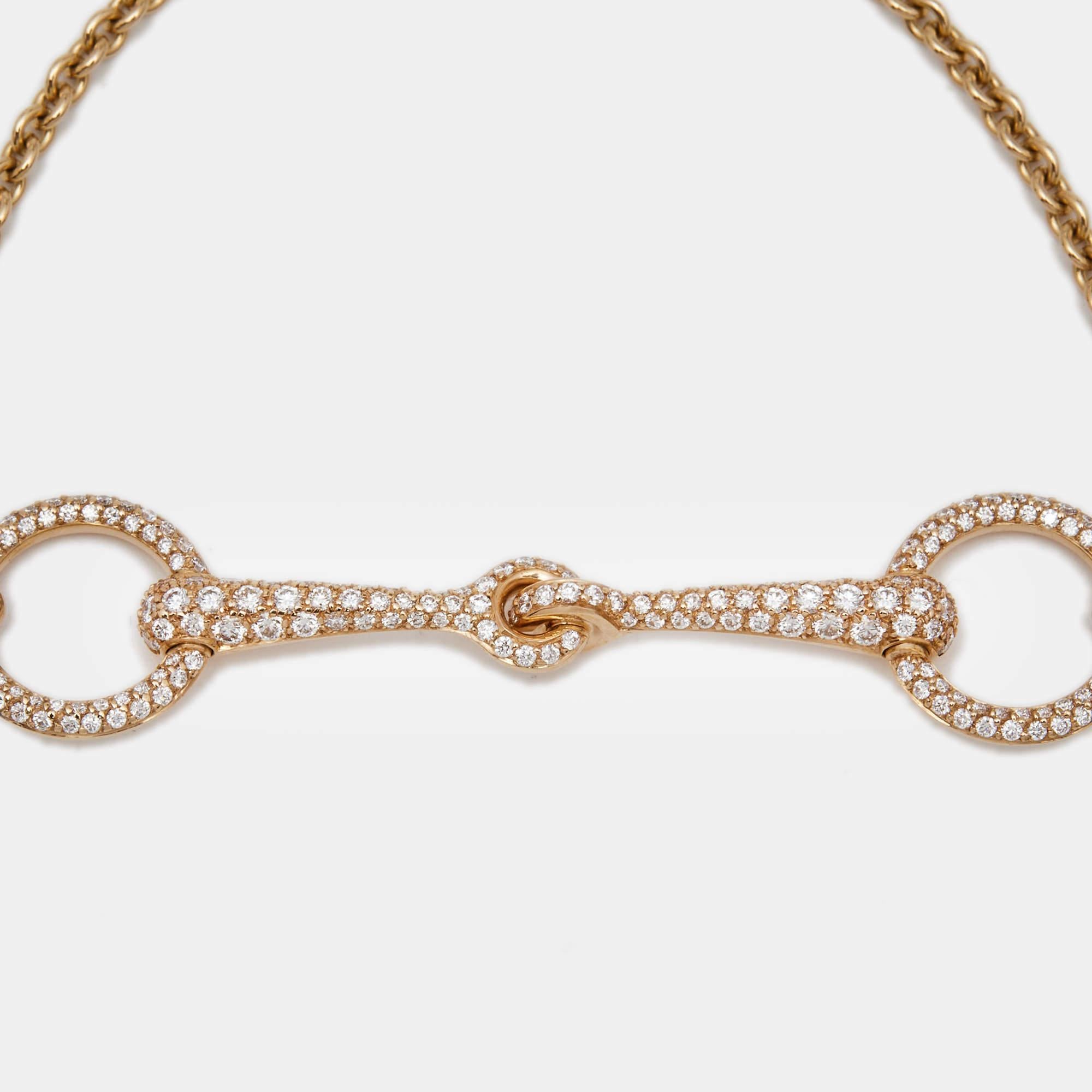 Hermes Filet d'Or Diamonds 18k Rose Gold Bracelet In Excellent Condition In Dubai, Al Qouz 2