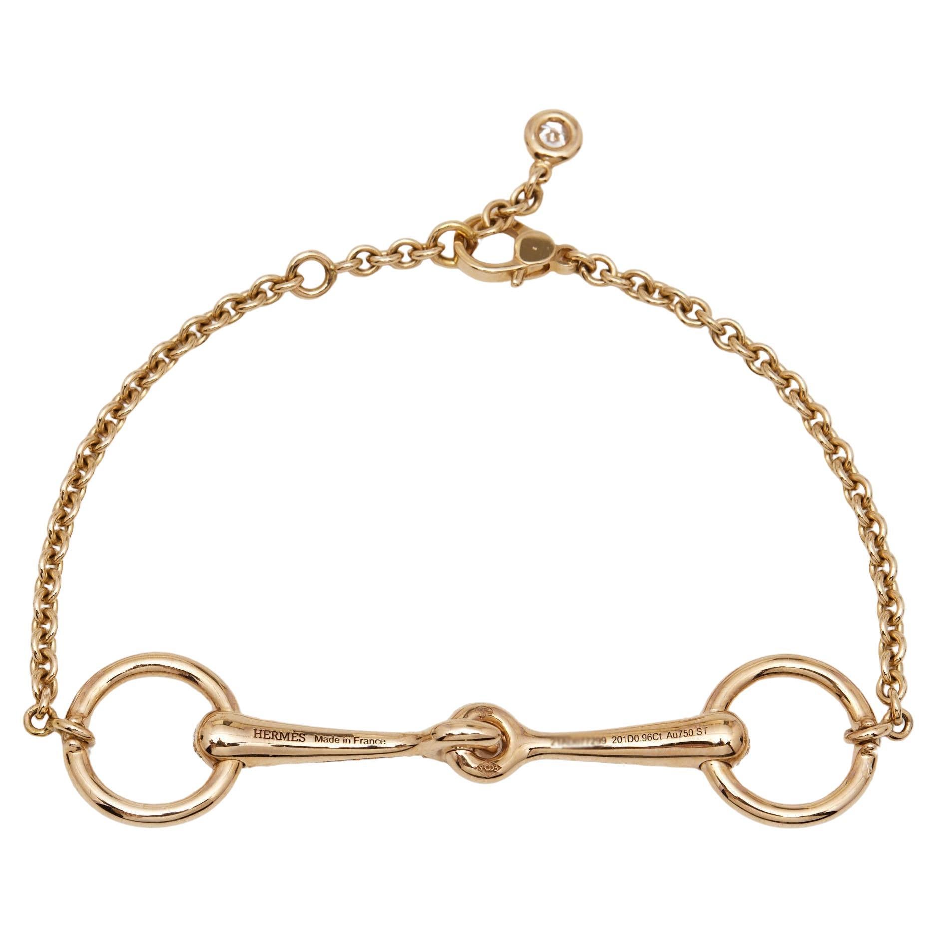 Hermes Filet d'Or Diamonds 18k Rose Gold Bracelet
