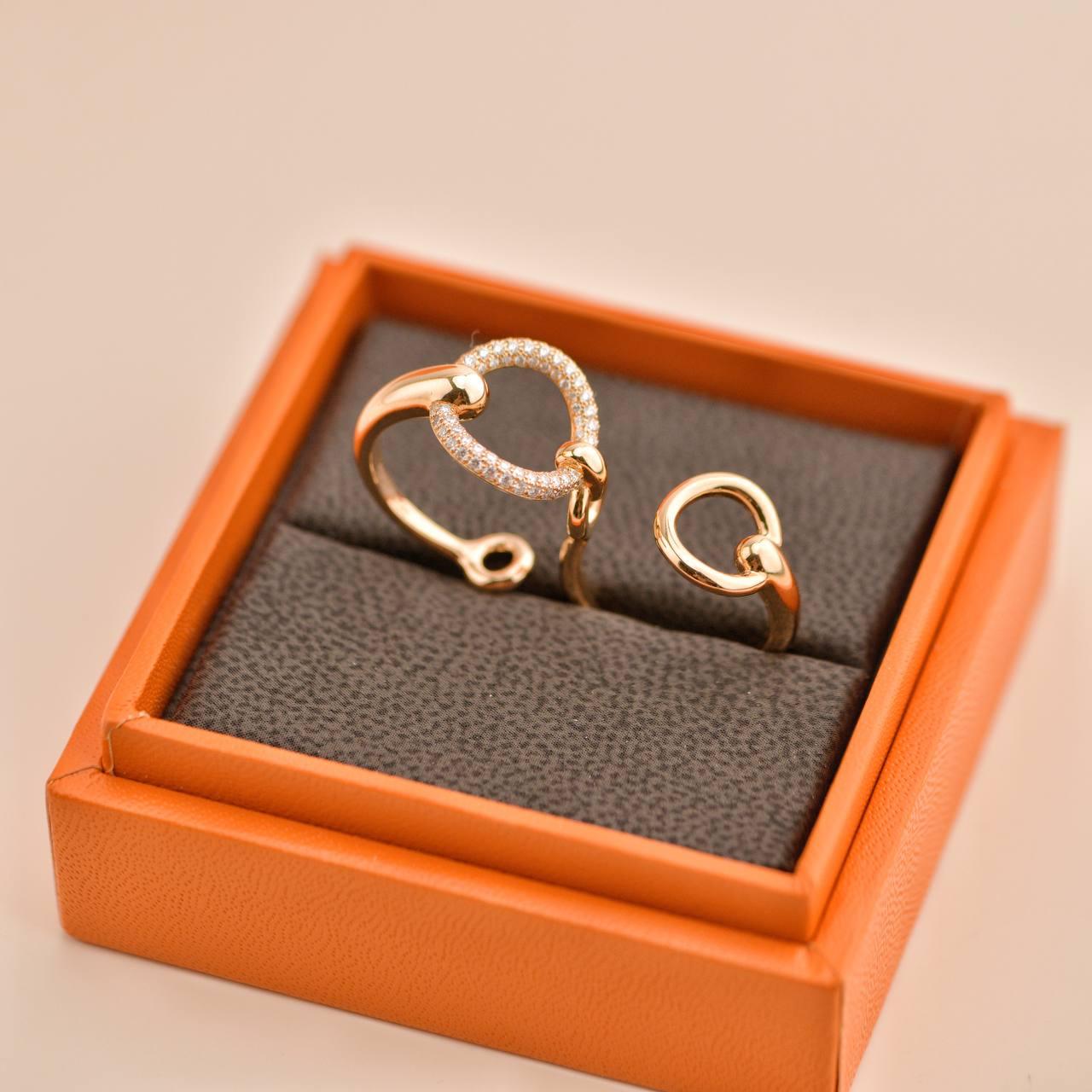 Hermès Filet d'Or Double Diamant Or Rose 18K Bague Grand Modèle Taille 54 Excellent état - En vente à Banbury, GB