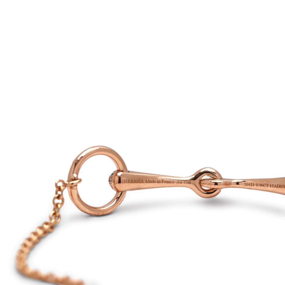 Women's or Men's Hermés Filet D'or Rose Gold Diamond Bracelet