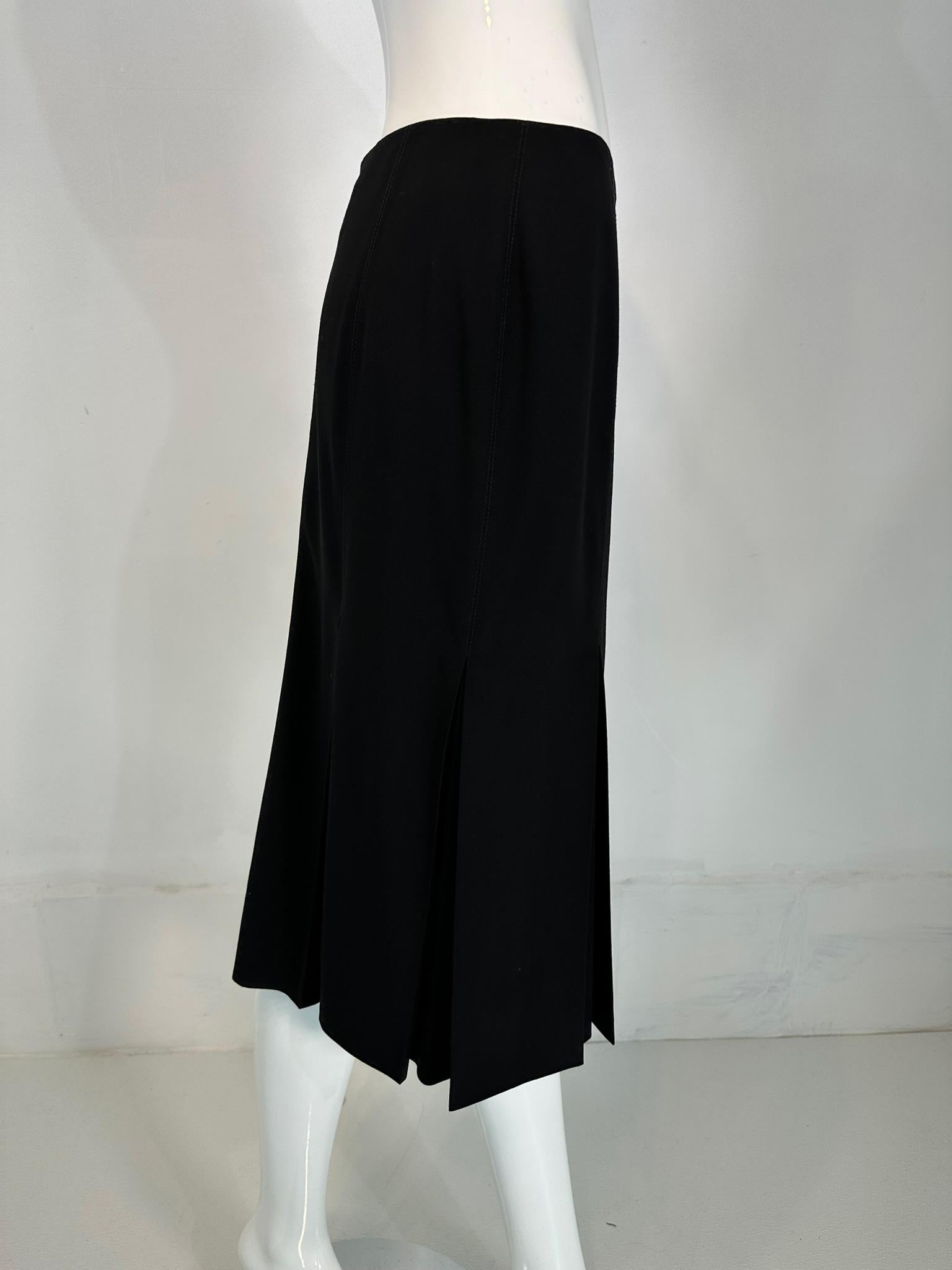 Hermes Fine Black Wool Stitch Down Pleated Skirt 38 For Sale 7