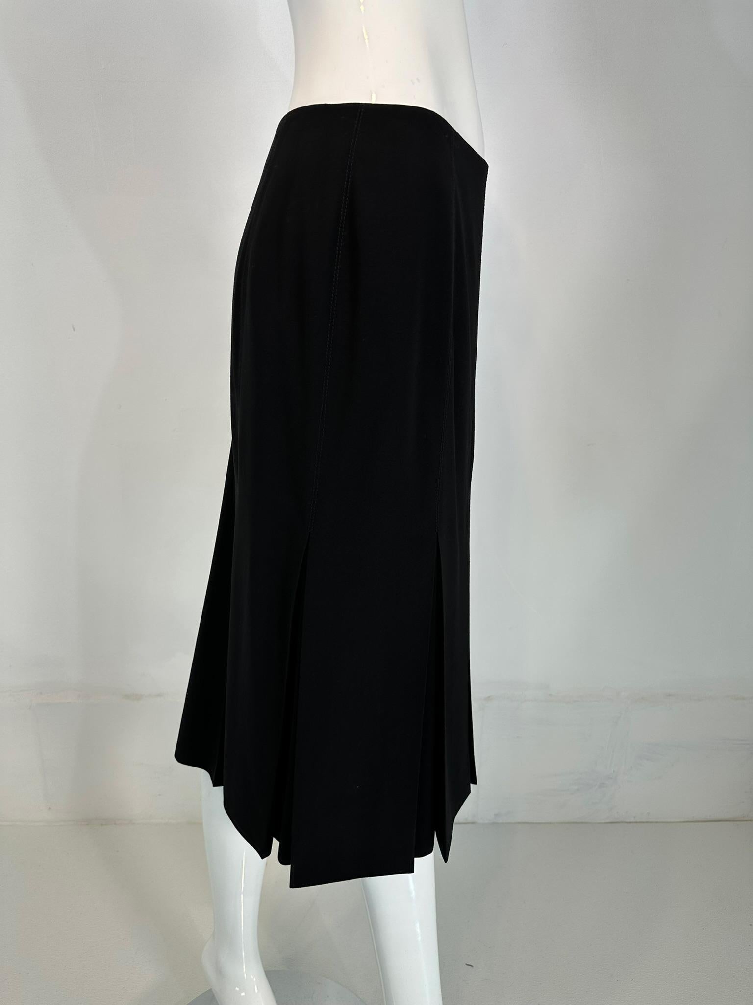 Hermes Fine Black Wool Stitch Down Pleated Skirt 38 For Sale 8