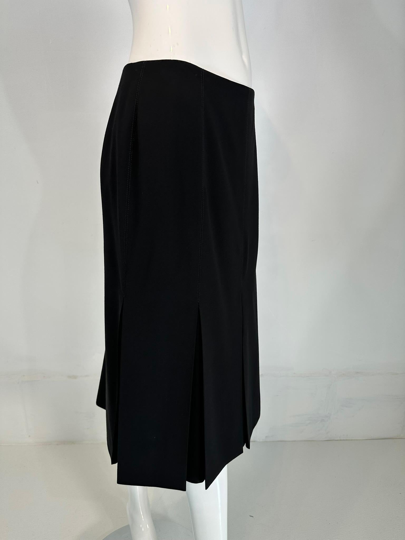 Hermes Fine Black Wool Stitch Down Pleated Skirt 38 For Sale 9