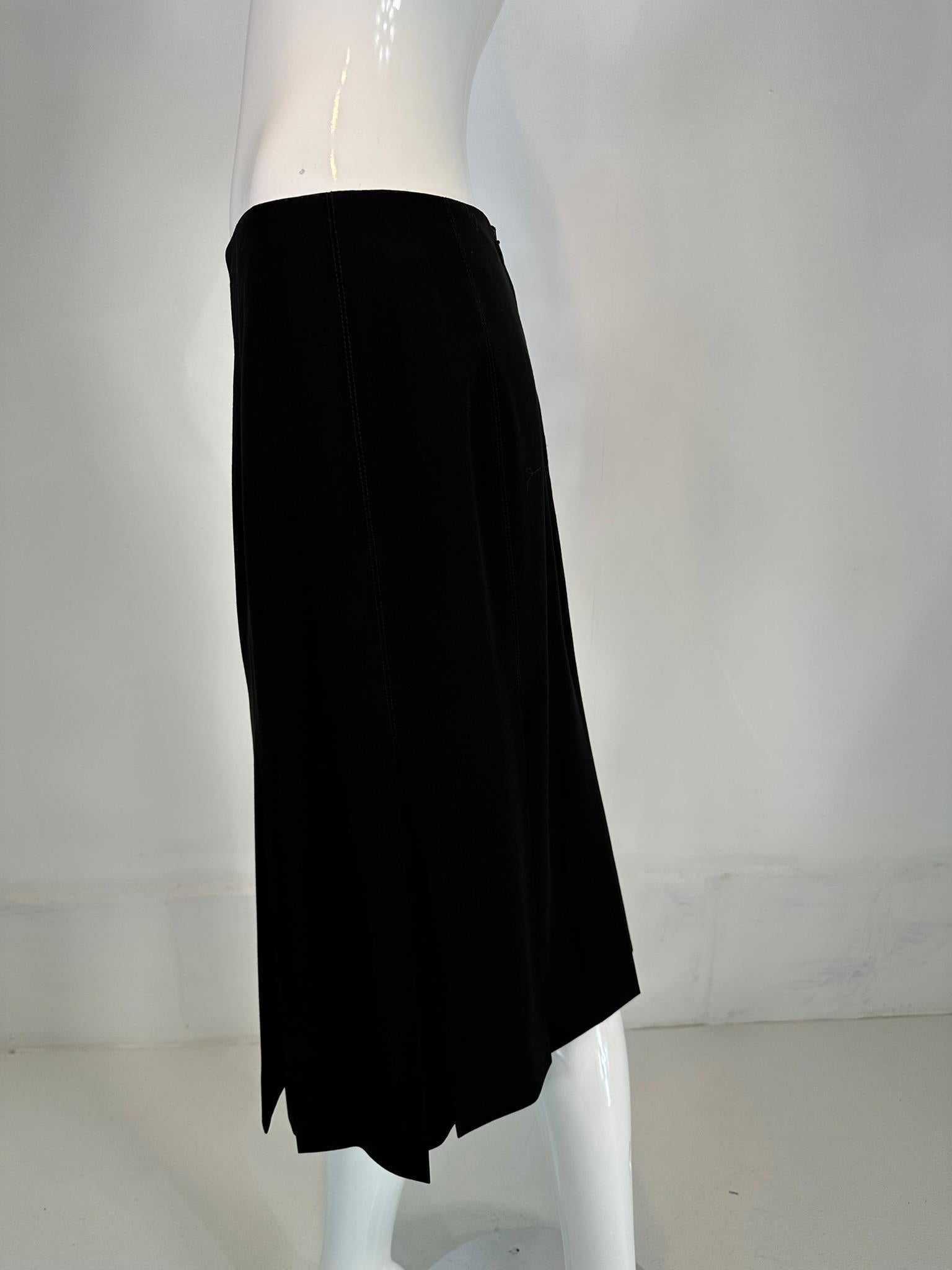 Hermes Fine Black Wool Stitch Down Pleated Skirt 38 In Good Condition For Sale In West Palm Beach, FL