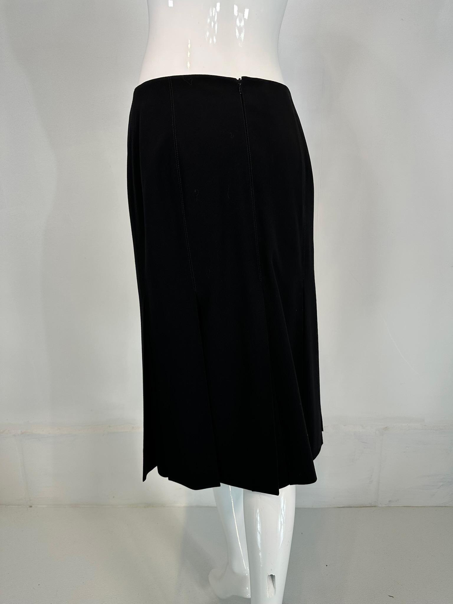 Hermes Fine Black Wool Stitch Down Pleated Skirt 38 For Sale 2
