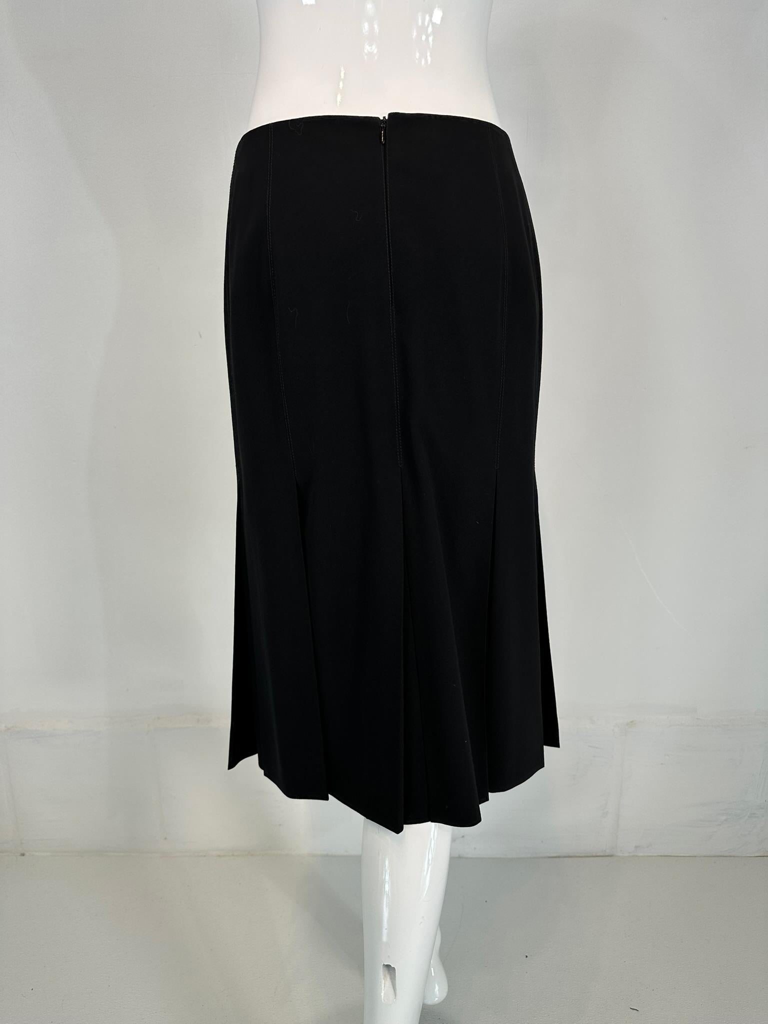 Hermes Fine Black Wool Stitch Down Pleated Skirt 38 For Sale 3