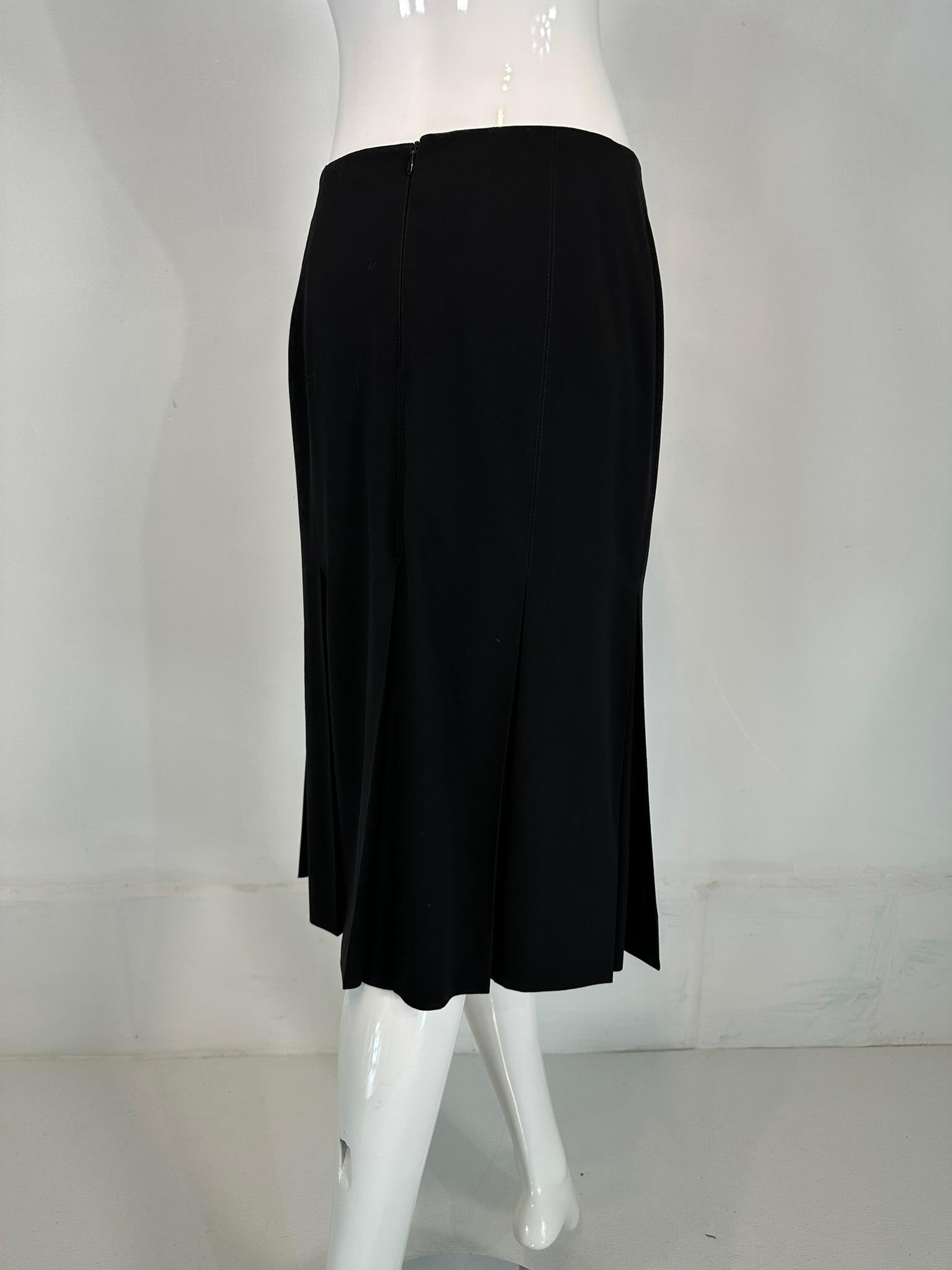 Hermes Fine Black Wool Stitch Down Pleated Skirt 38 For Sale 4