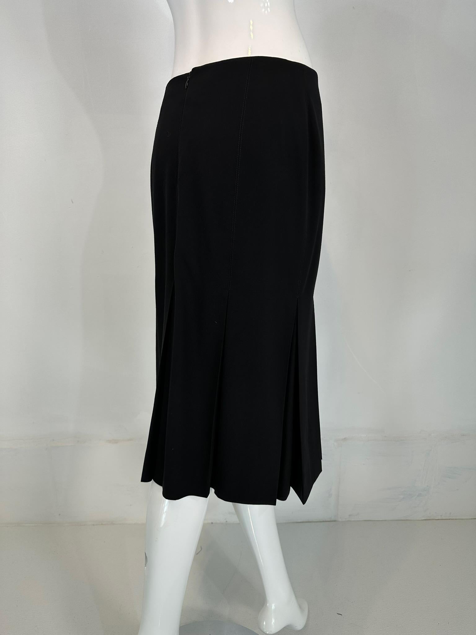 Hermes Fine Black Wool Stitch Down Pleated Skirt 38 For Sale 5