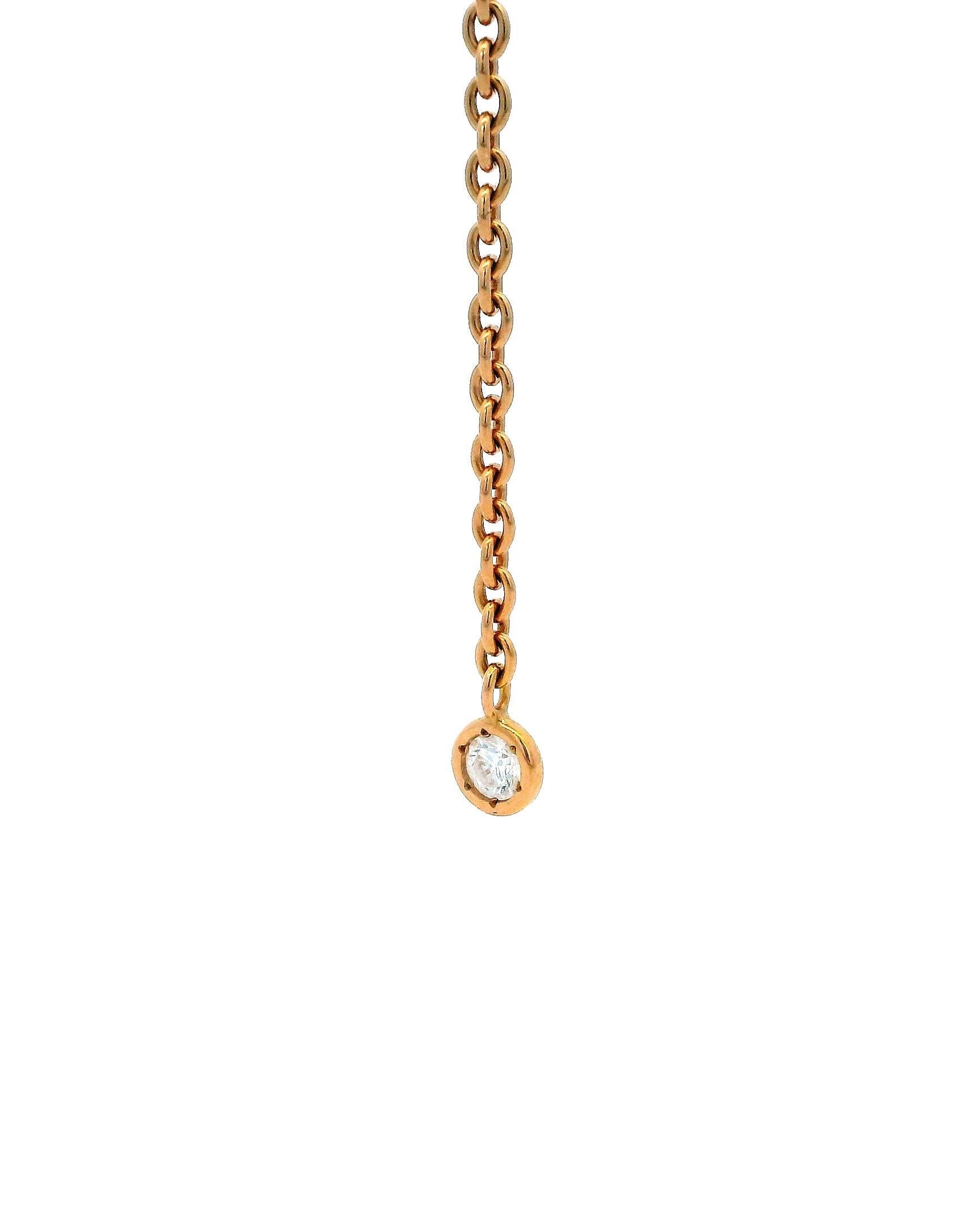 Round Cut Hermes Finesse 18K Rose Gold & 18 Diamond Necklace With Box For Sale