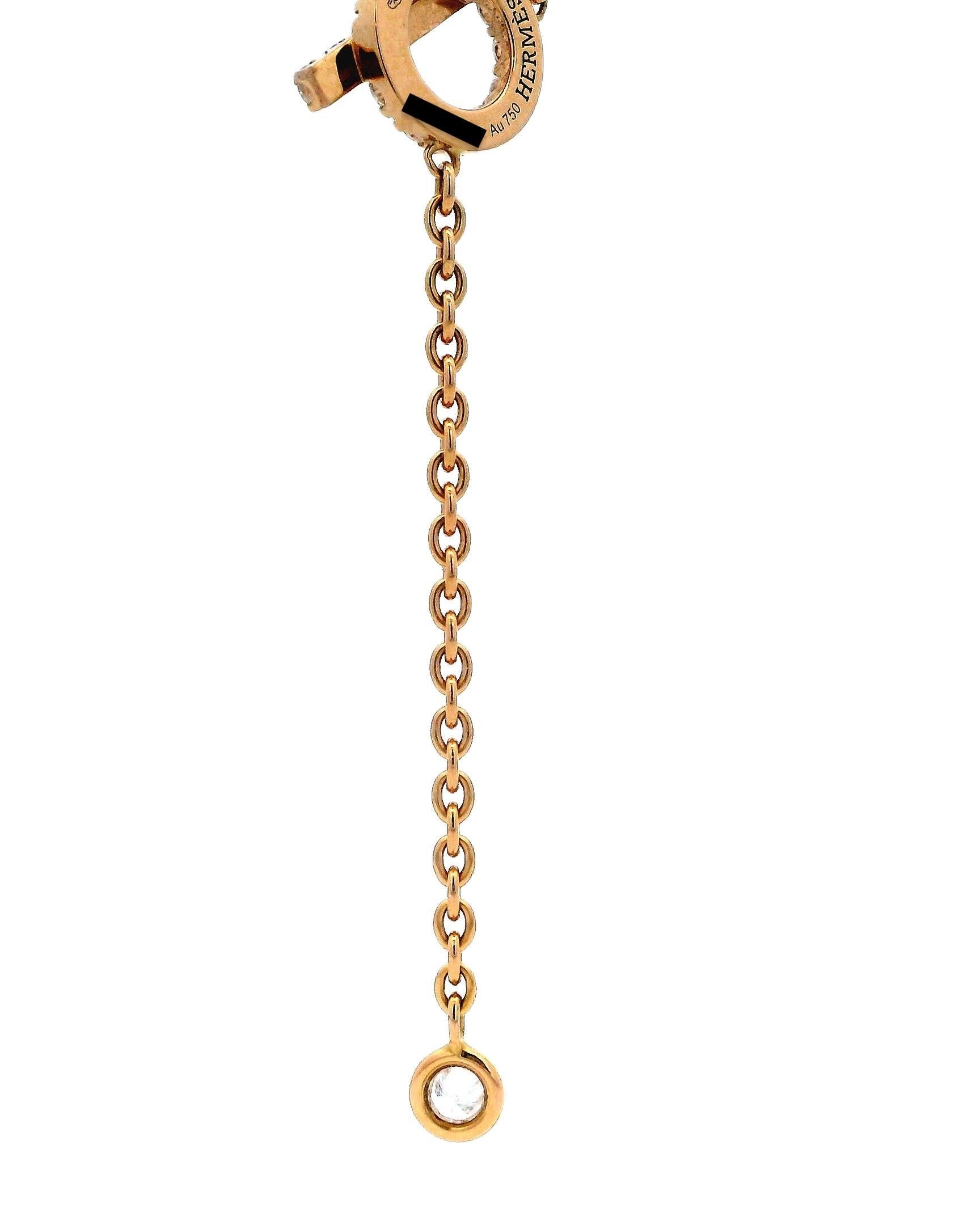 Hermes Finesse 18K Rose Gold & 18 Diamond Necklace With Box For Sale 1