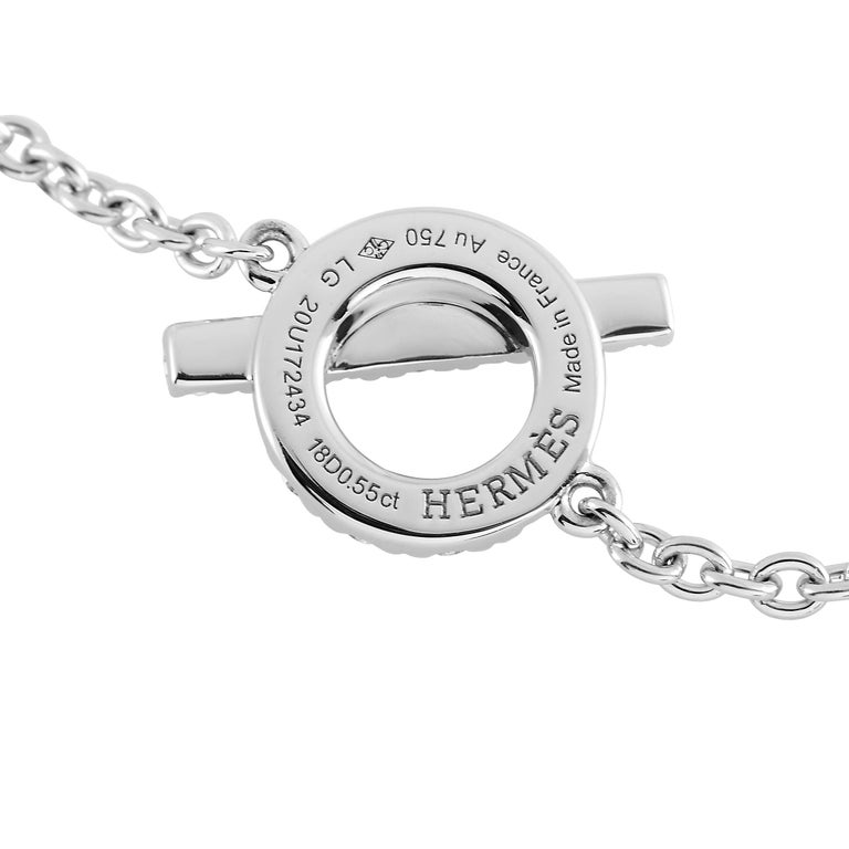 Hermès Finesse 18K White Gold 0.55 Ct Diamond Bracelet at 1stDibs