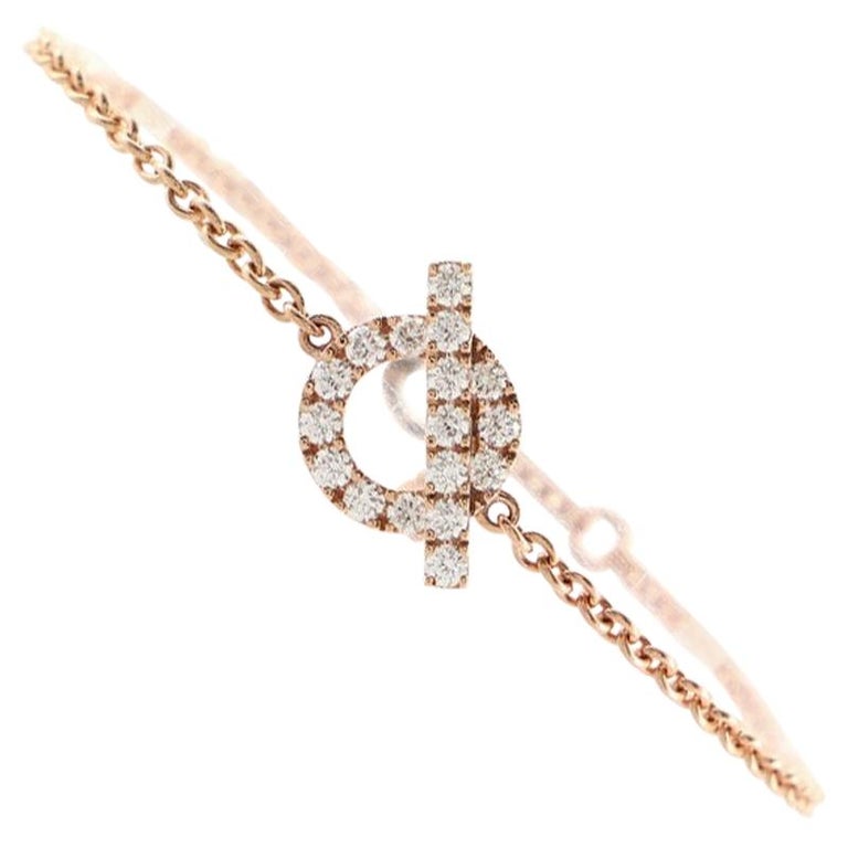 Hermes Finesse Bracelet 18K Rose Gold and Diamonds at 1stDibs