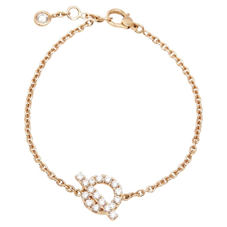 Hermes Finesse Diamond 18k Rose Gold Bracelet For Sale at 1stDibs