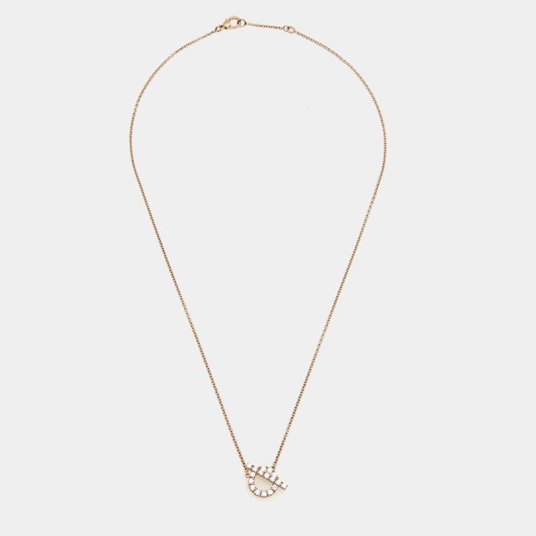 Hermes Finesse Diamond 18k Rose Gold Necklace For Sale at 1stDibs
