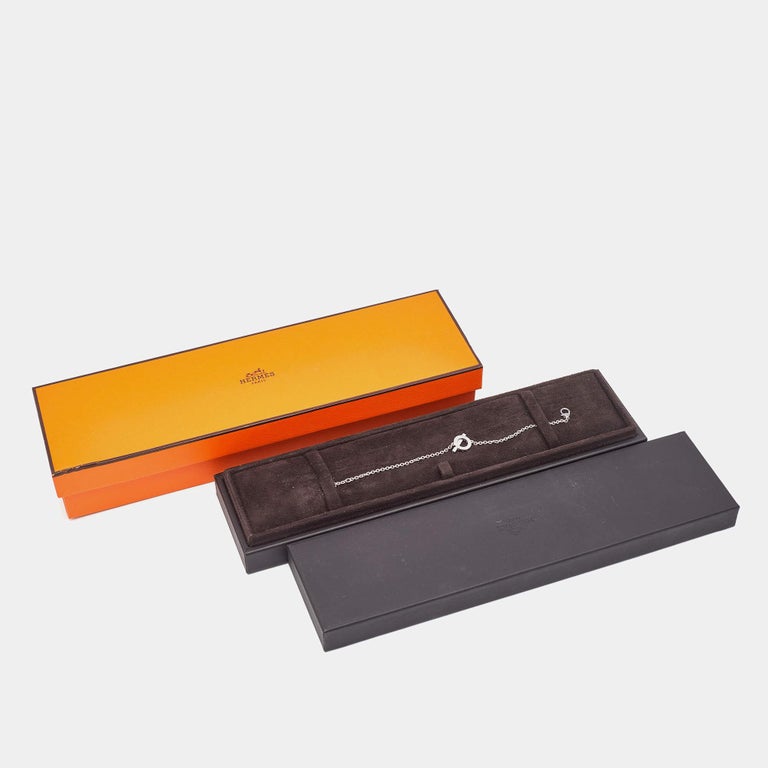 Hermes Finesse Diamond 18k White Gold Bracelet For Sale at 1stDibs