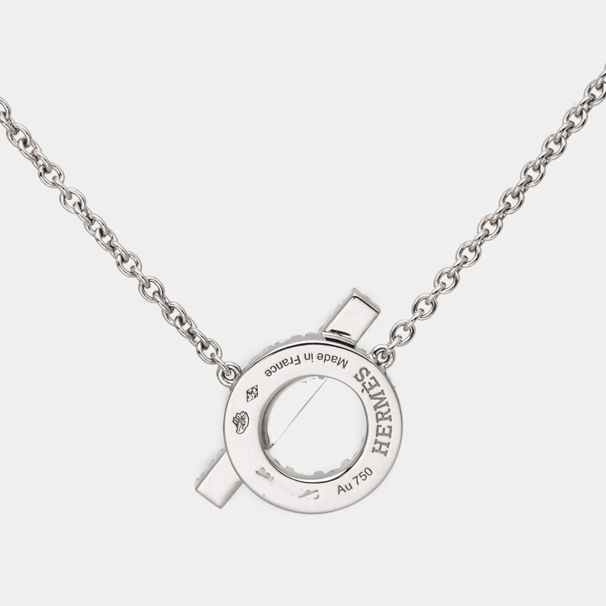 Hermès Finesse Diamond 18k White Gold Necklace For Sale 2