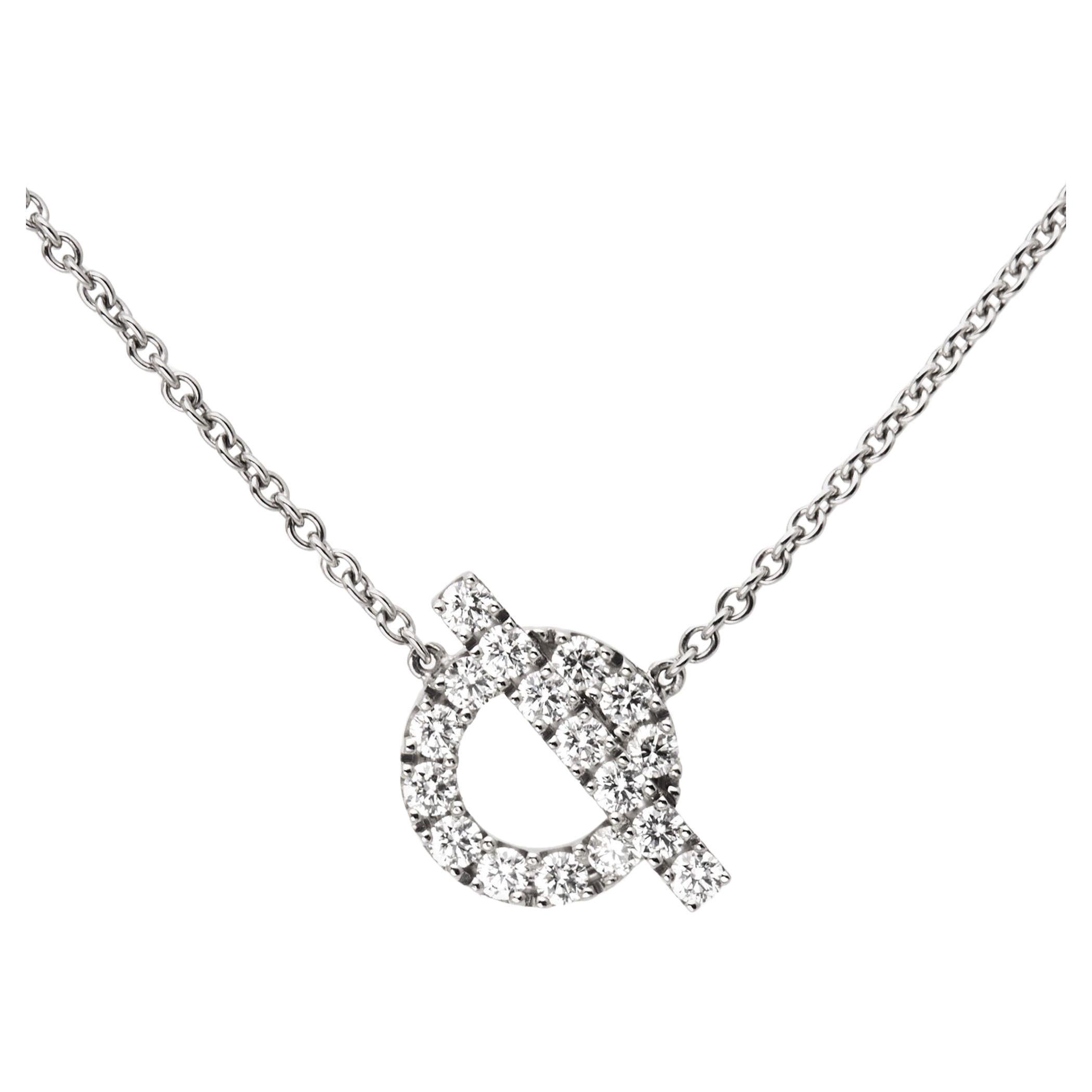 Hermès Finesse Diamond 18k White Gold Necklace For Sale