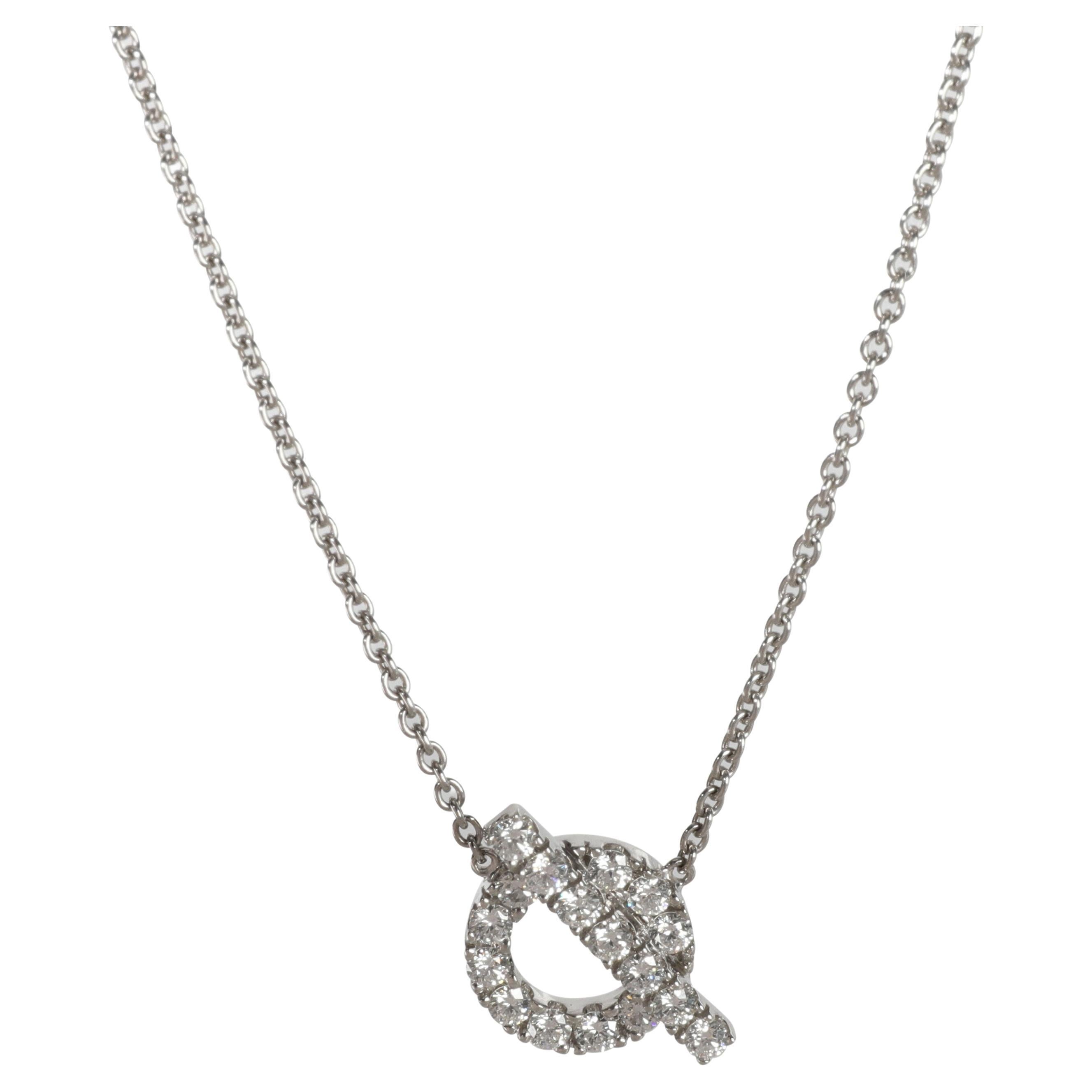 Hermès Finesse Diamond Pendant in 18K White Gold 0.46 CTW For Sale