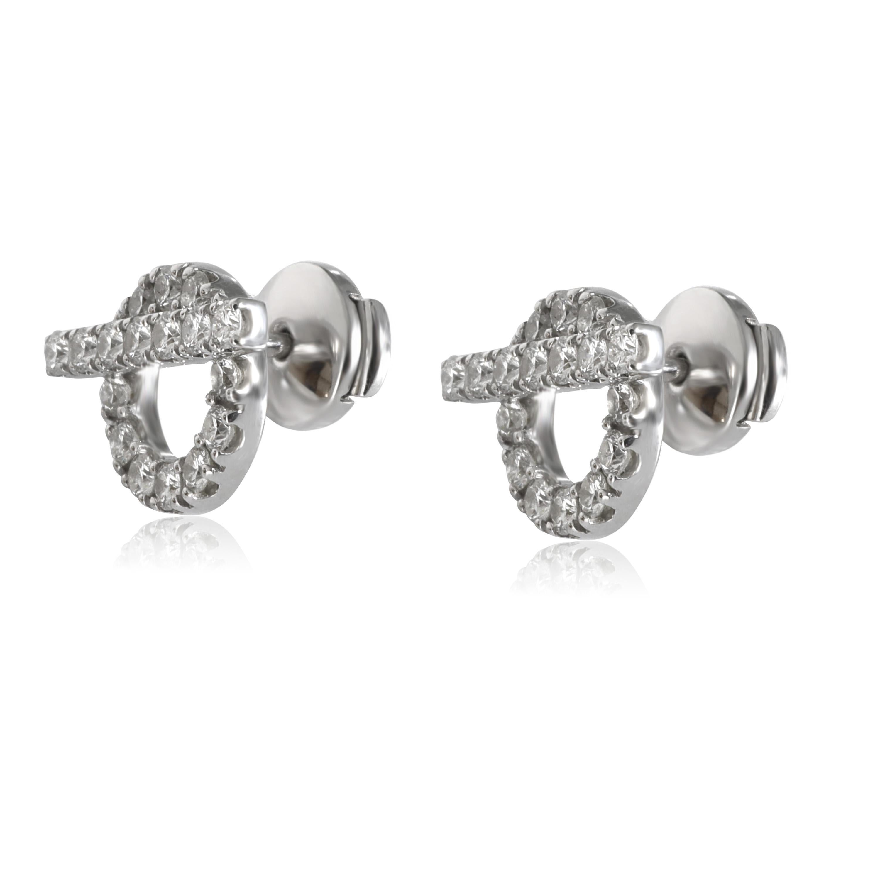 Hermès Finesse Diamond Stud Earring in 18k White Gold 0.92 CTW For Sale
