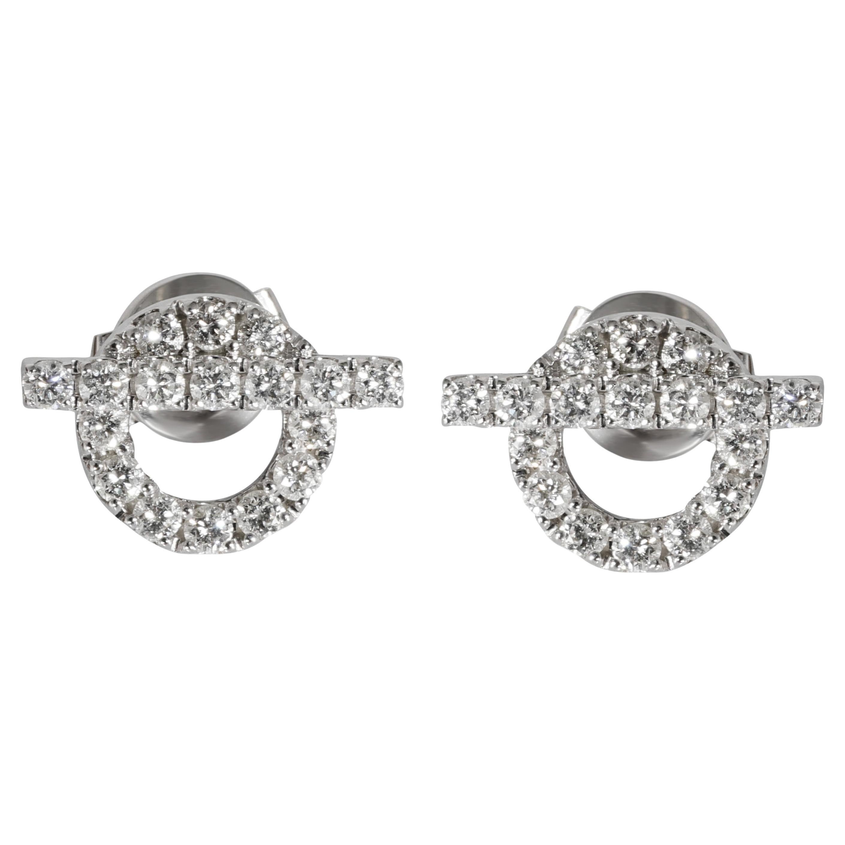 Hermès Finesse Diamond Stud Earring in 18k White Gold 0.92 CTW For Sale