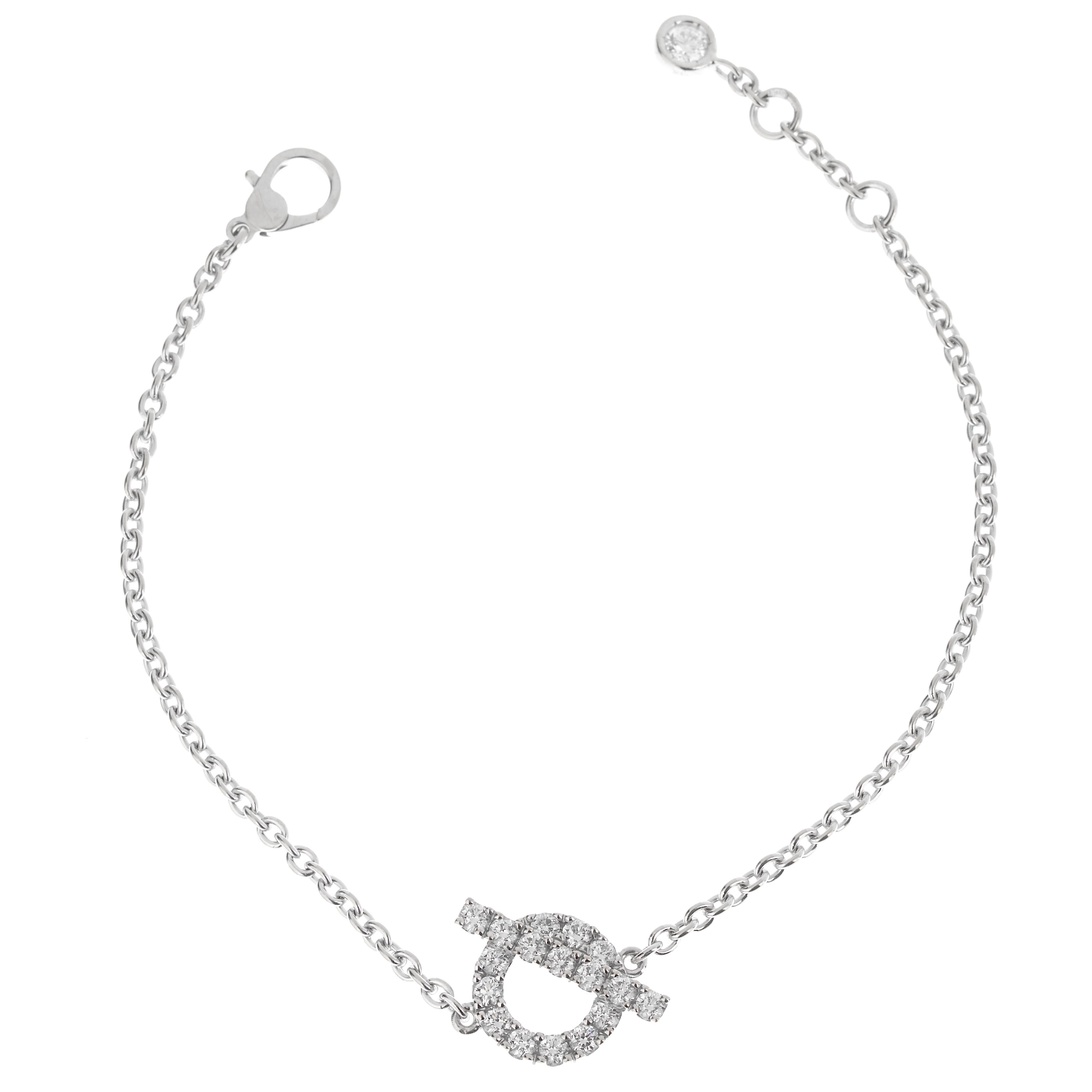 Hermes Finesse Diamond White Gold Chain Bracelet For Sale