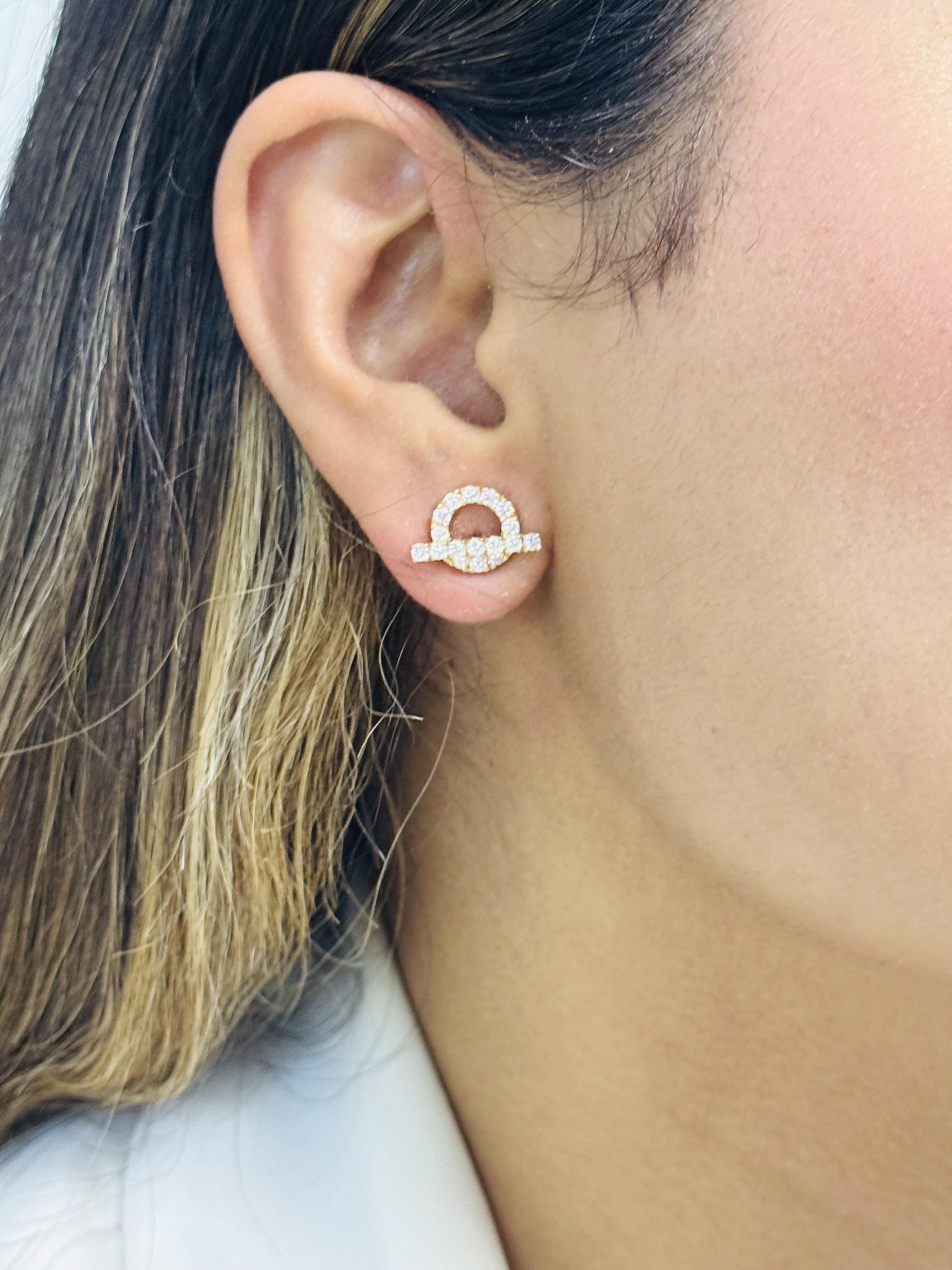 Women's or Men's Hermes Finesse Earrings in 18k Rose Gold & Diamonds For Sale